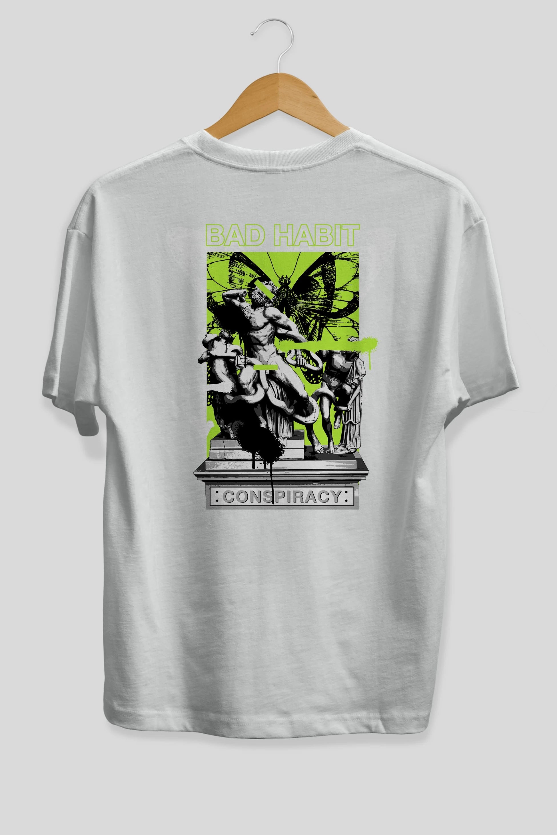 Bad Habit Arka Baskılı Oversize t-shirt Erkek Kadın Unisex