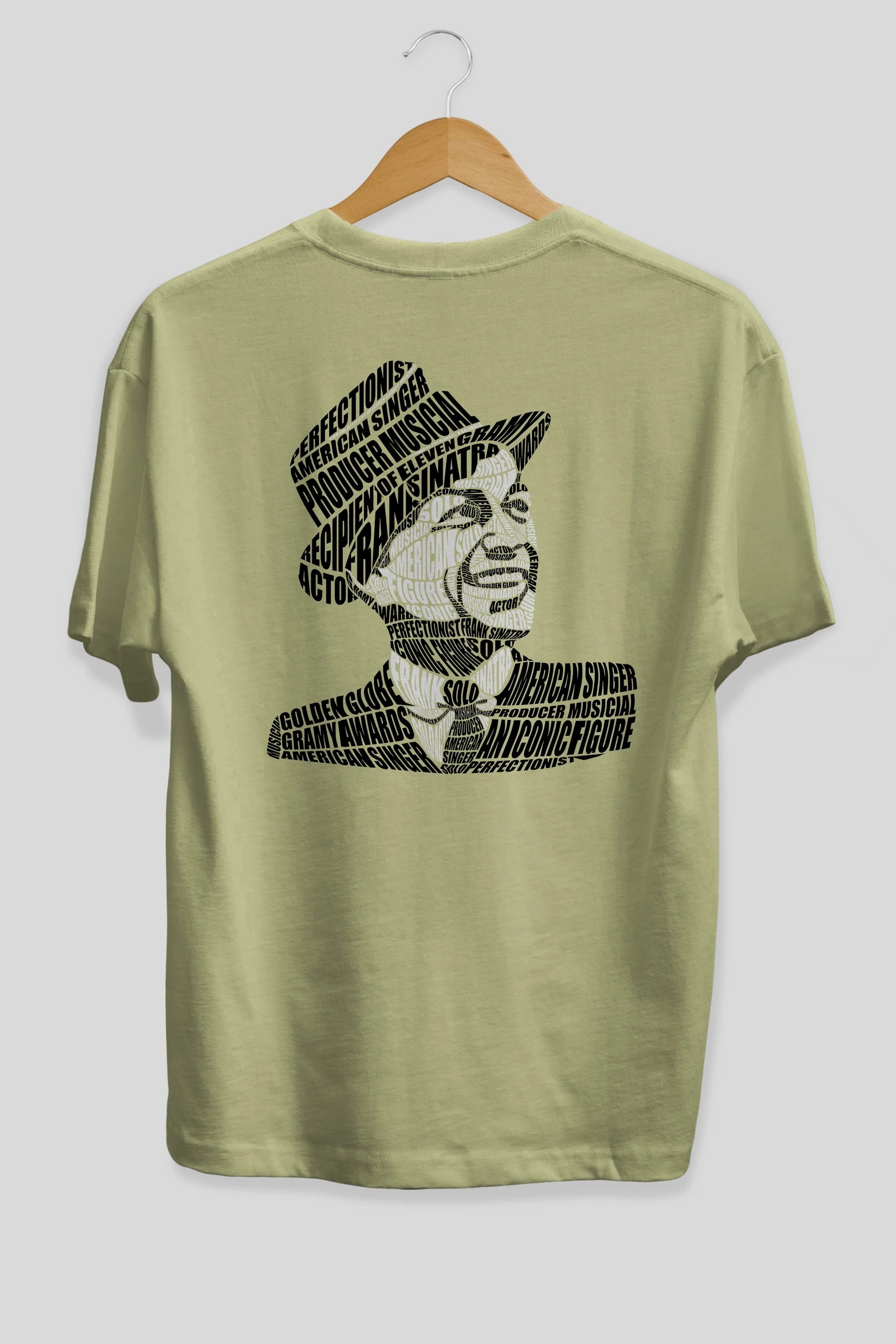 Frank Sinatra Calligram Arka Baskılı Oversize t-shirt %100 pamuk Erkek Kadın Unisex