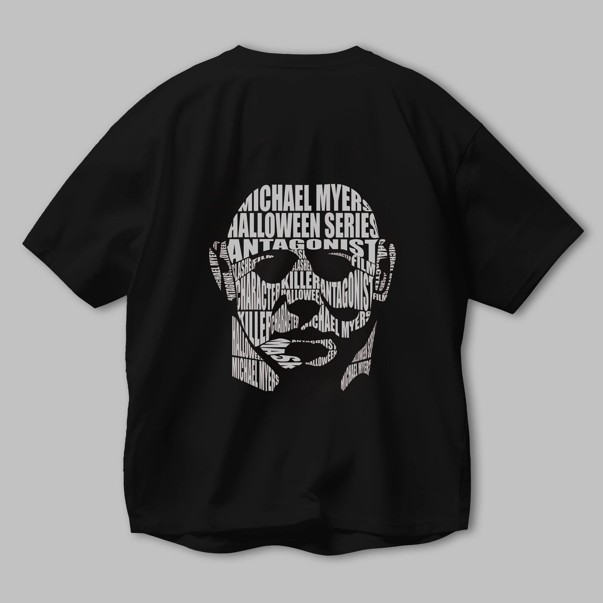 Michael Myers Calligram Arka Baskılı Oversize t-shirt %100 pamuk Erkek Kadın Unisex