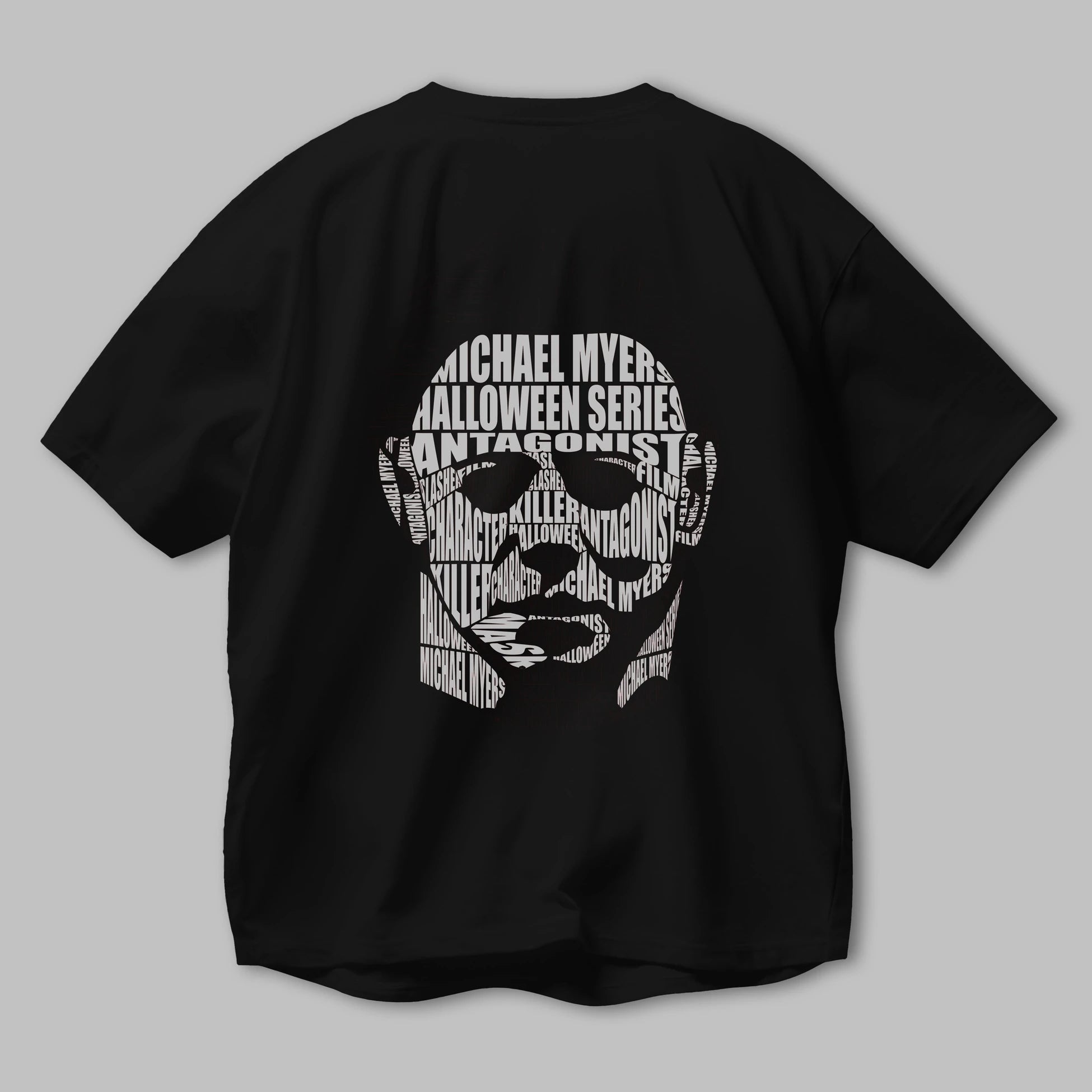 Michael Myers Calligram Arka Baskılı Oversize t-shirt %100 pamuk Erkek Kadın Unisex