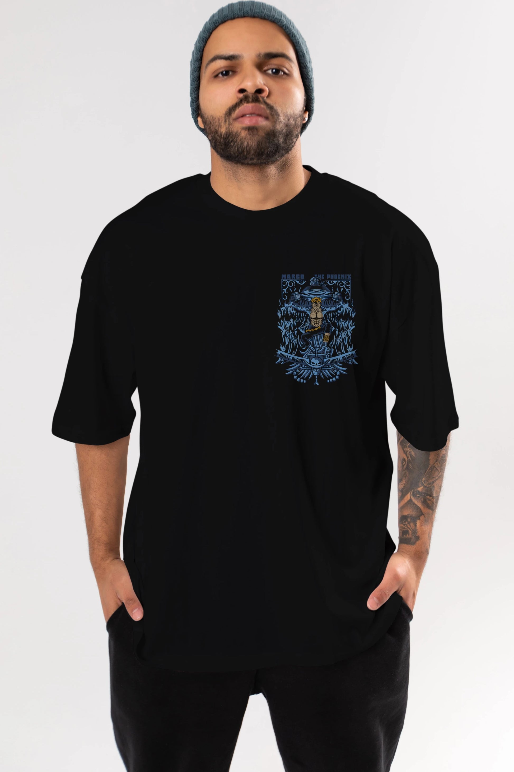 MARCO EL FENIX One Piece Ön Sol Baskılı Oversize t-shirt Erkek Kadın Unisex %100 Pamuk Bisiklet Yaka tişort