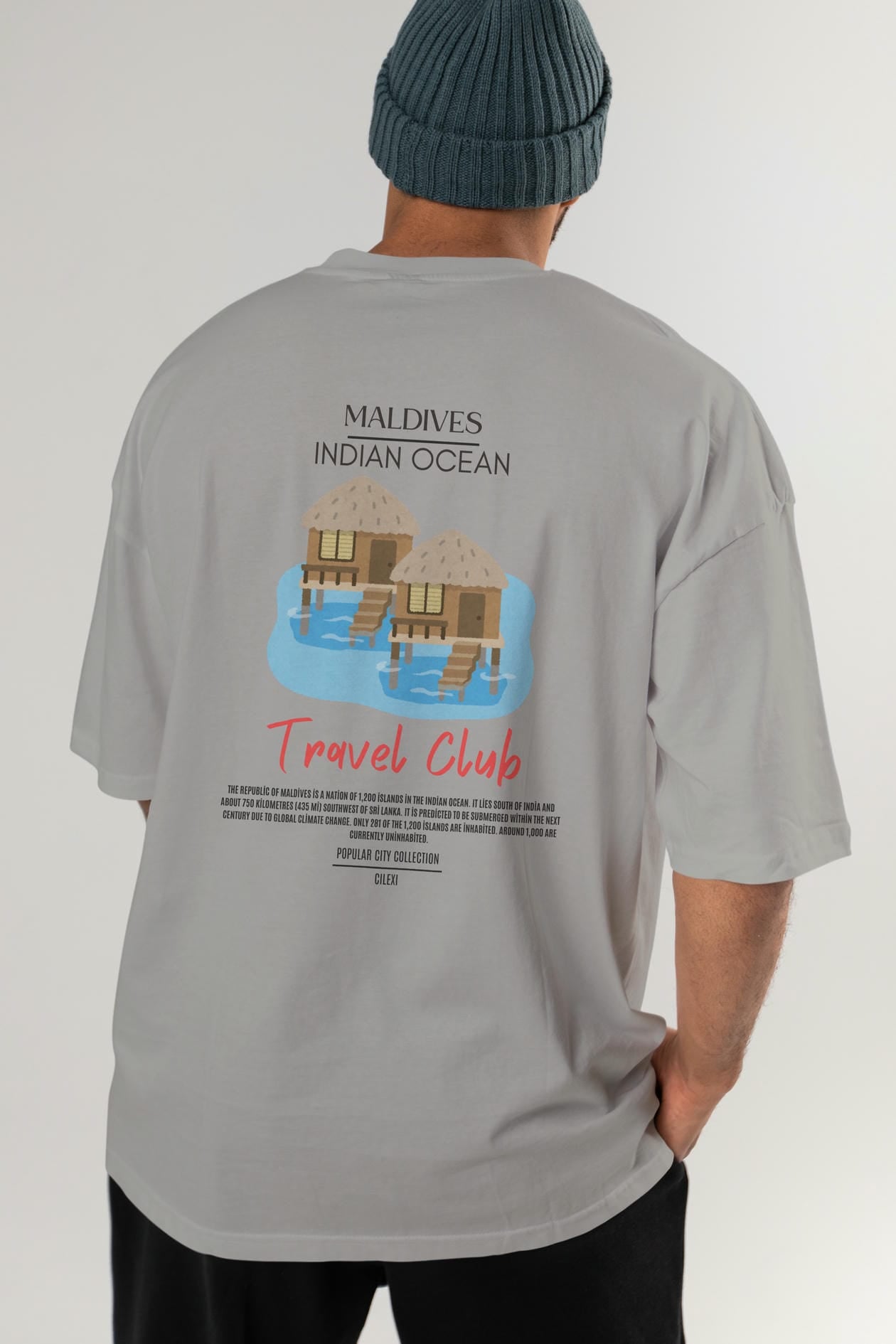 Maldives İndian Ocean Arka Baskılı Oversize t-shirt Erkek Kadın Pamuk Bisiklet Yaka tişort
