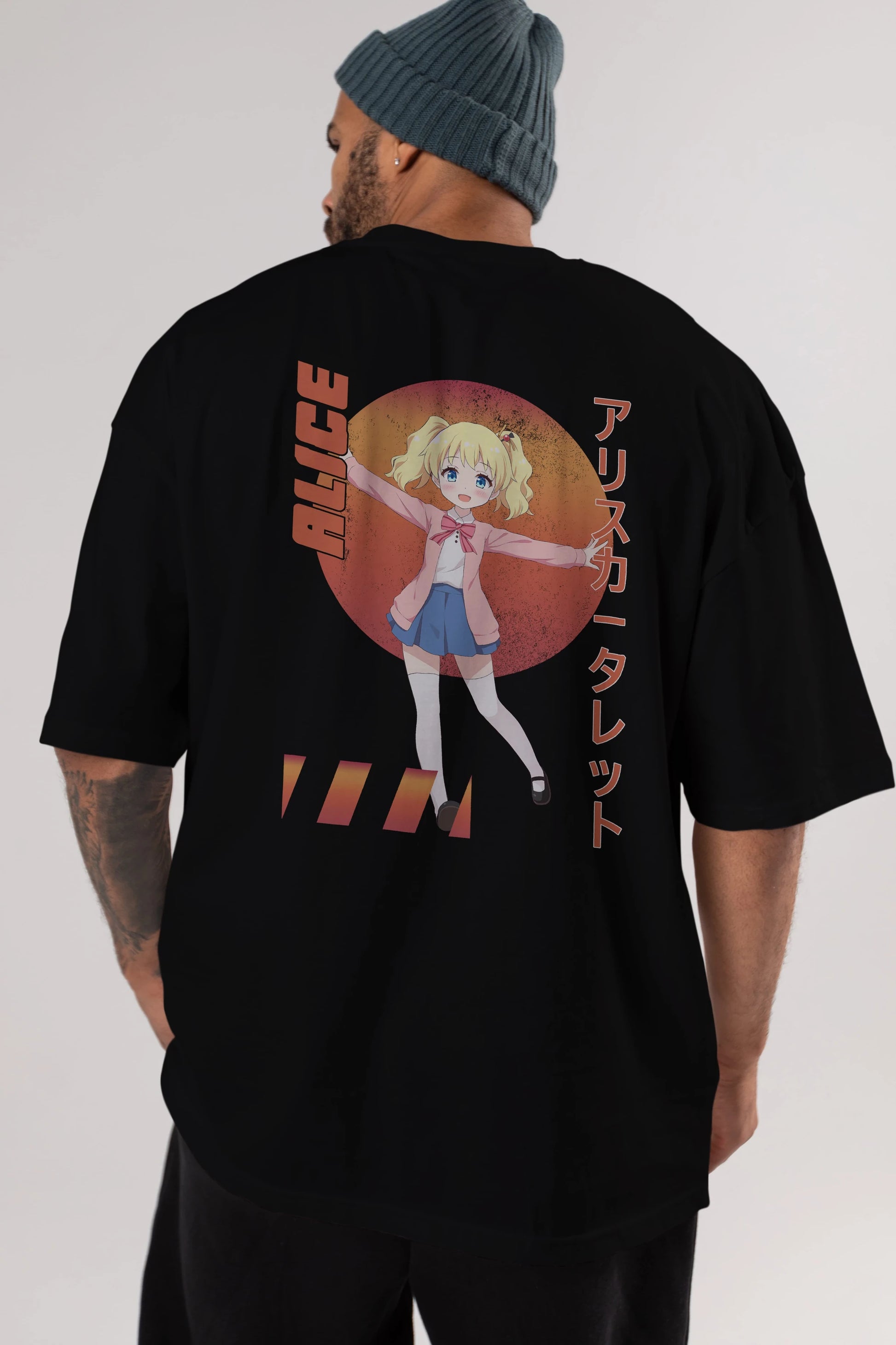 Alice Cartelet 15 Anime Arka Baskılı Oversize t-shirt Erkek Kadın Unisex