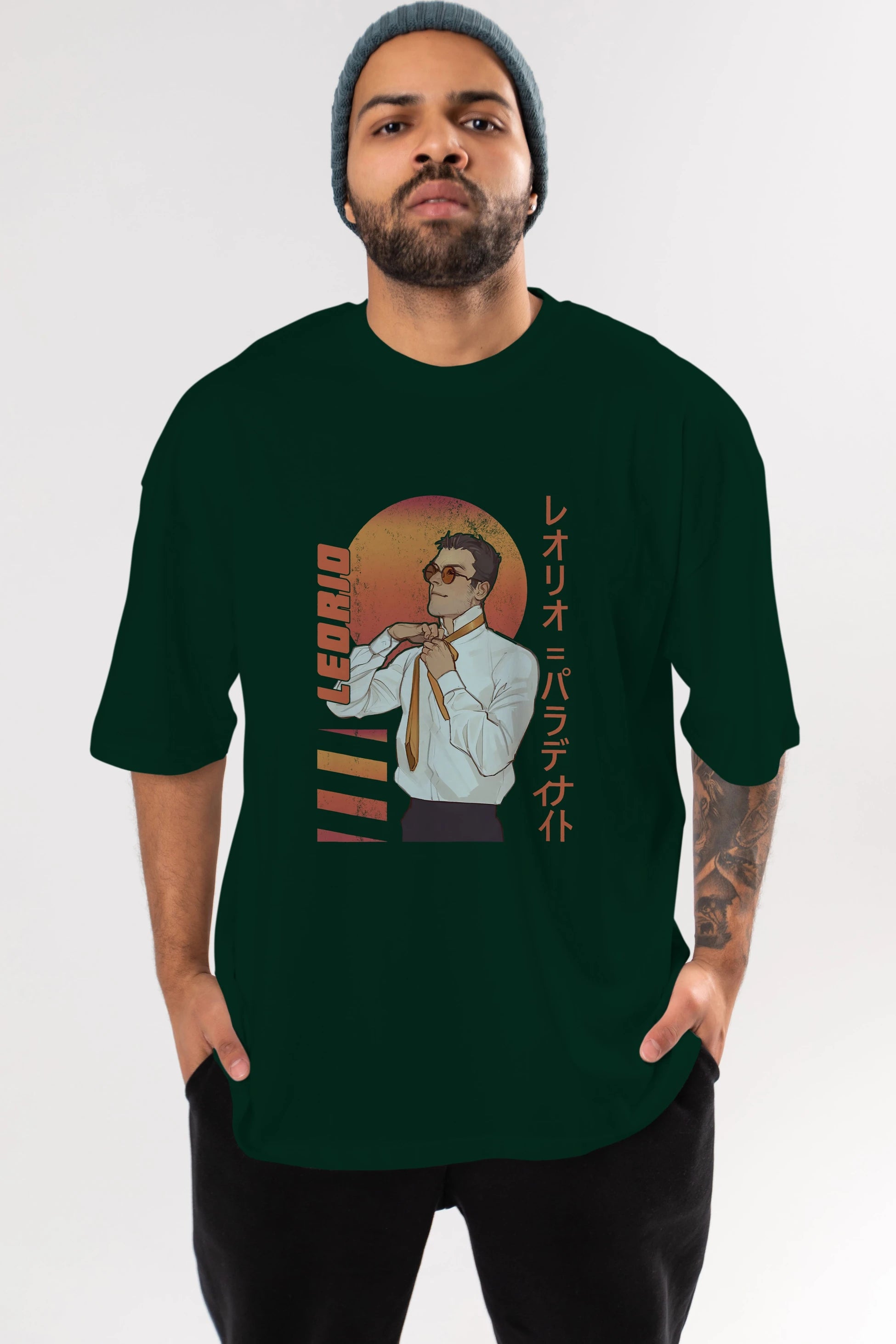 Leorio Paladiknight 5 (2) Anime Ön Baskılı Oversize t-shirt %100 pamuk Erkek Kadın Unisex