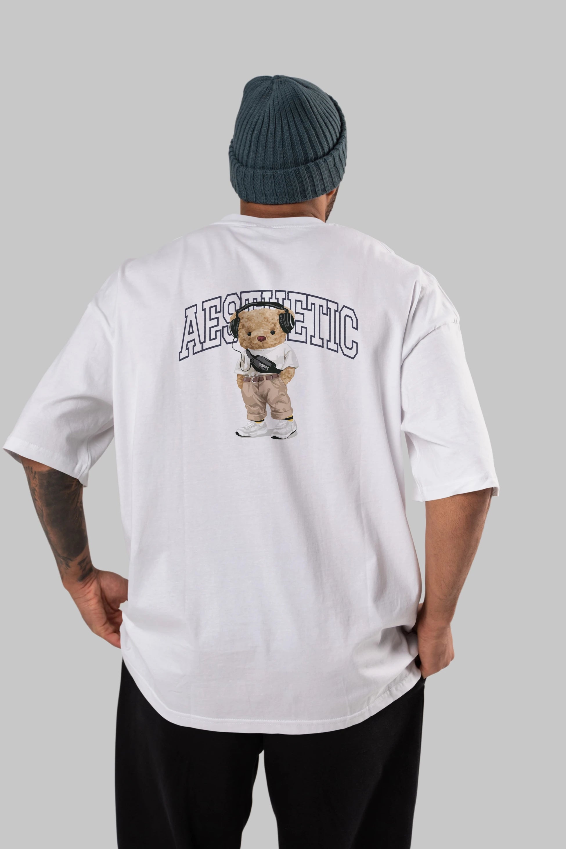 Teddy Bear Aesthetıc Arka Baskılı Oversize t-shirt Erkek Kadın Unisex %100 Pamuk