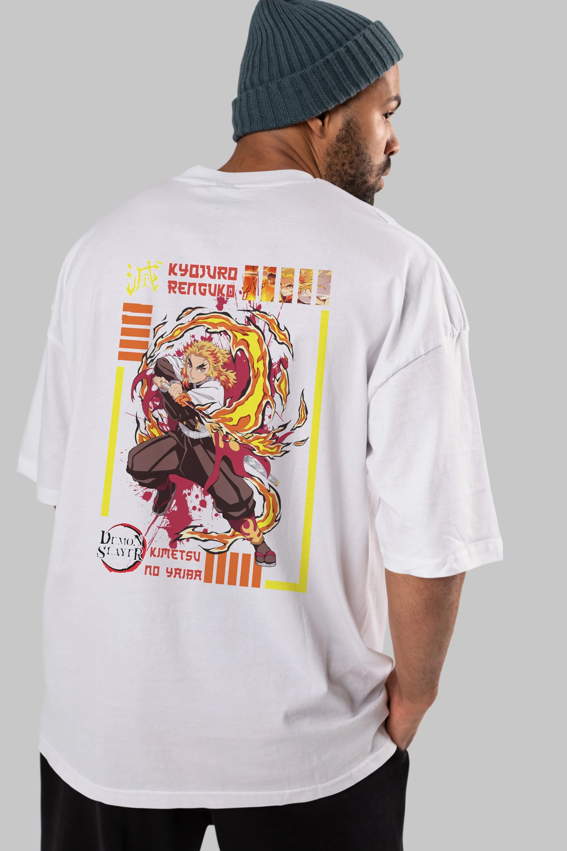 KYOJURO RENGOKU Anime Arka Baskılı Oversize t-shirt Erkek Kadın Unisex