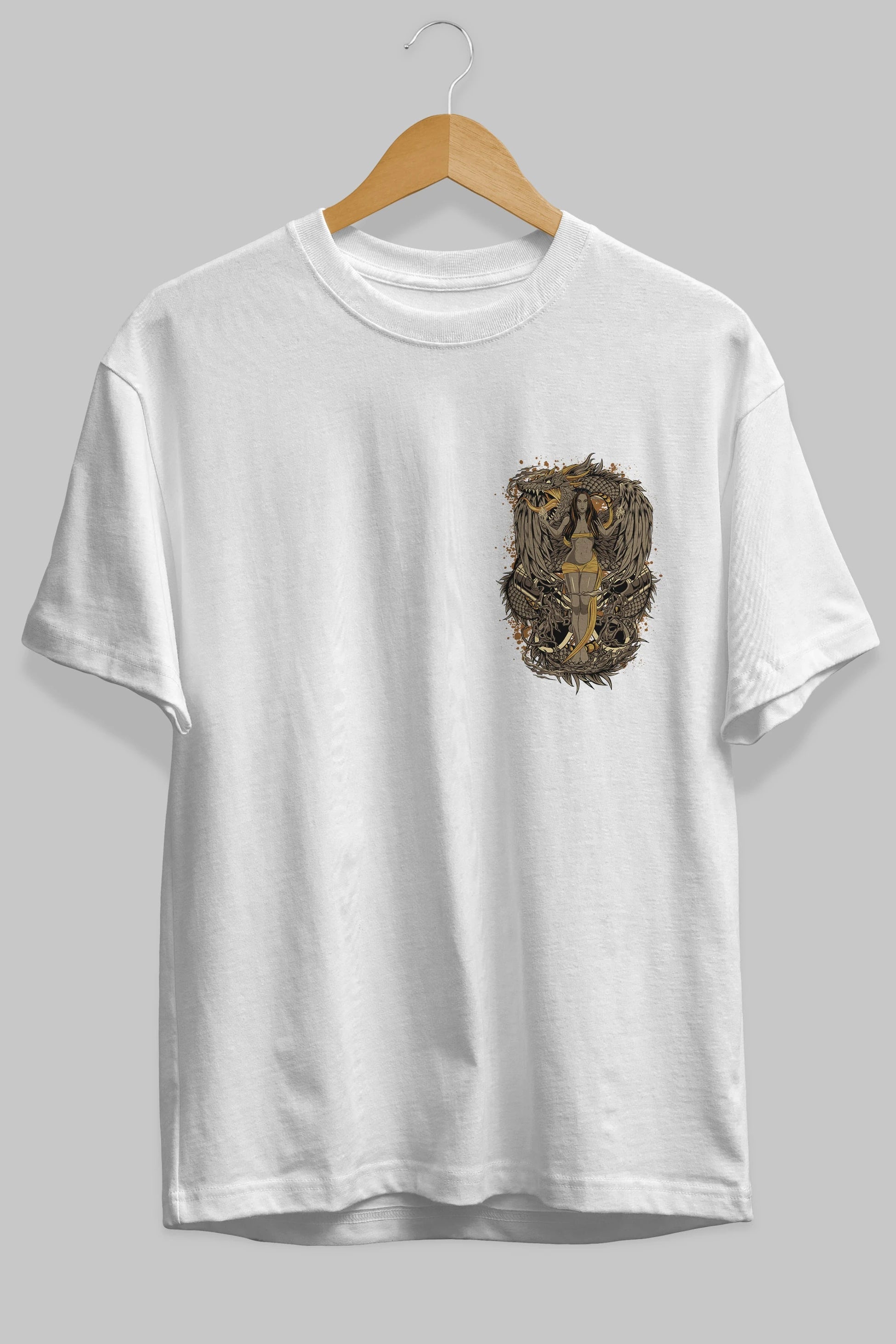TRIBAL (3) Ön Sol Baskılı Oversize t-shirt Erkek Kadın Unisex %100 Pamuk Bisiklet Yaka tişort