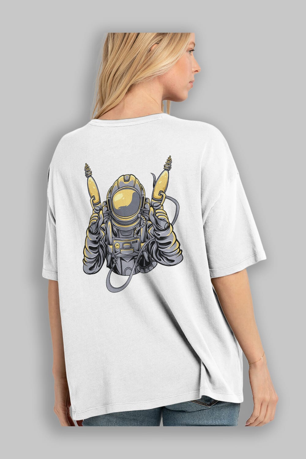 Alien Hunter Sticker Arka Baskılı Oversize t-shirt Erkek Kadın Unisex