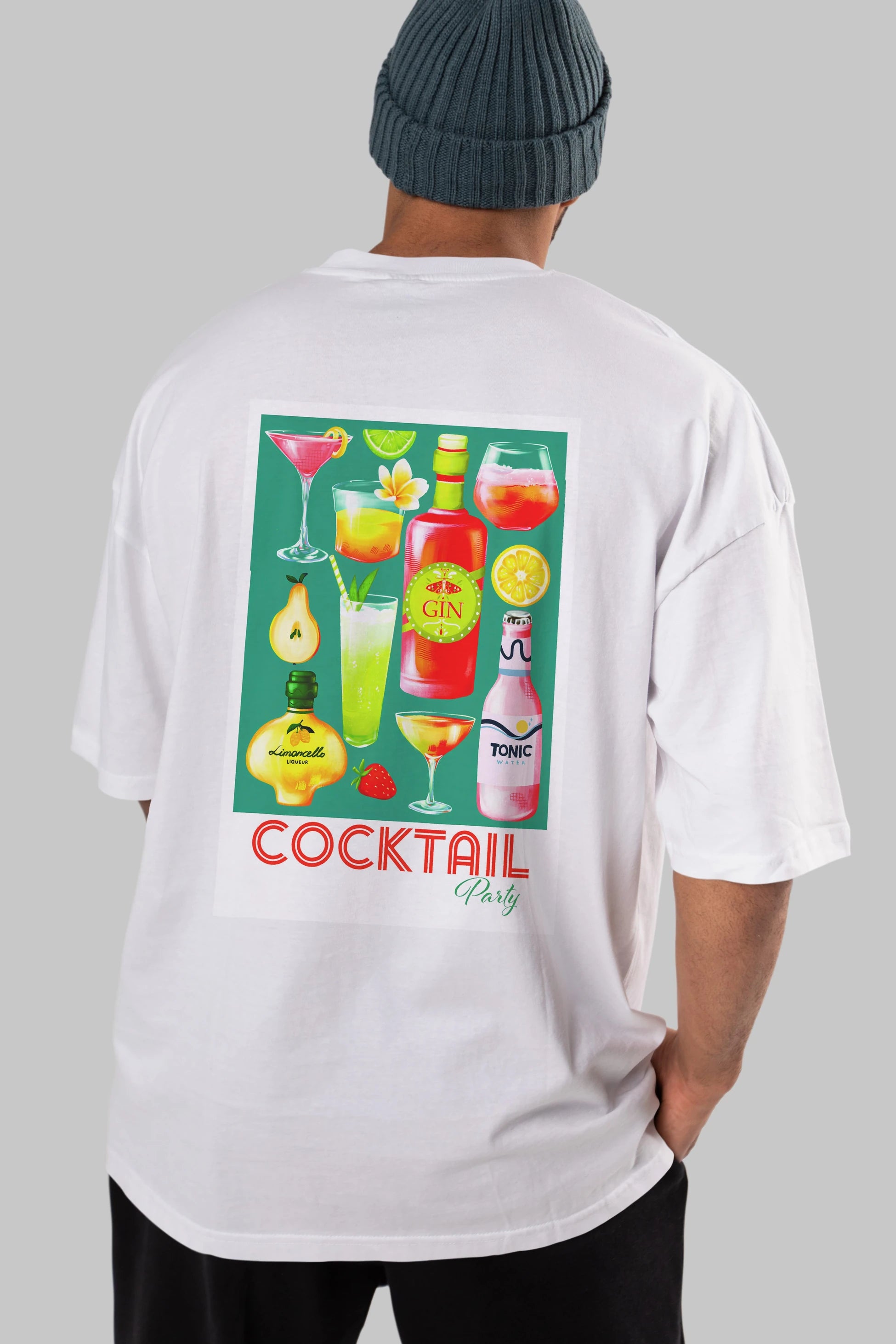 Cocktail Party 2 Arka Baskılı Oversize t-shirt Erkek Kadın Unisex %100 Pamuk Bisiklet Yaka tişort