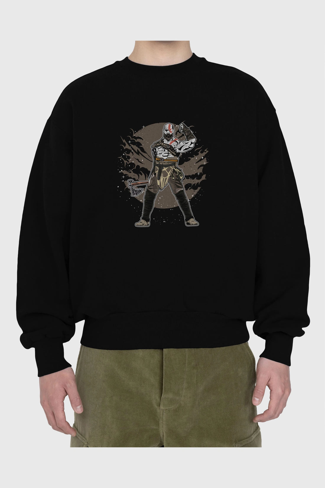 GOD OF WAR Ön Baskılı Oversize Sweatshirt Erkek Kadın Unisex