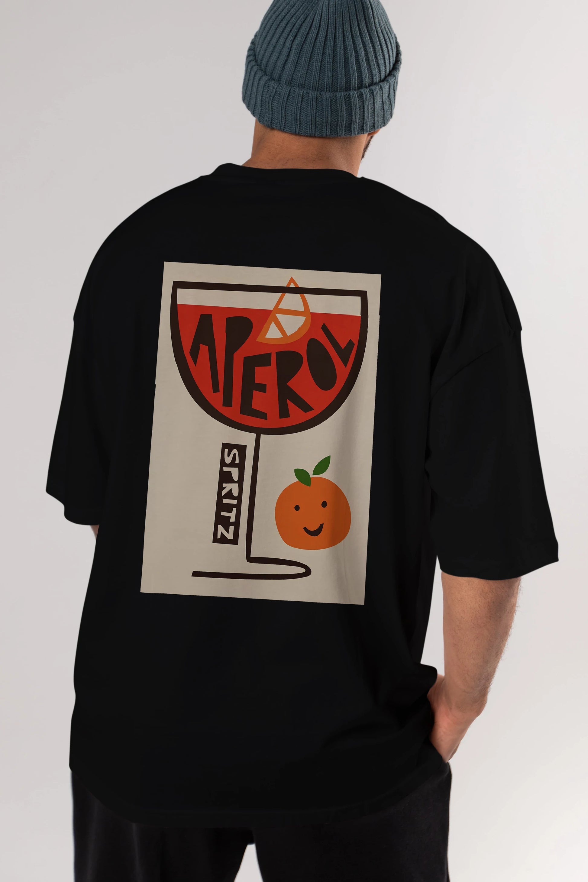 Aperol Spritz 9 Arka Baskılı Oversize t-shirt Erkek Kadın Unisex %100 Pamuk Bisiklet Yaka tişort