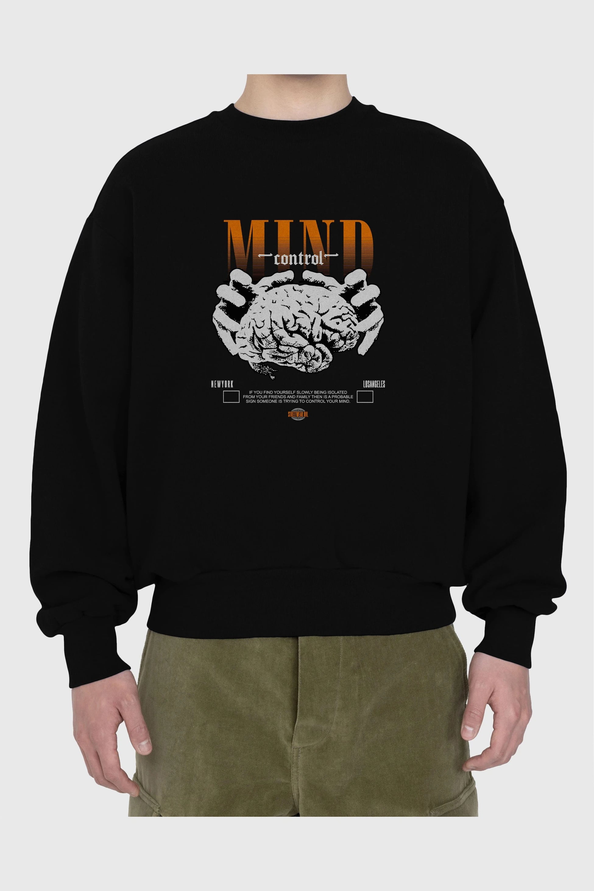 Mind Control Ön Baskılı Oversize Sweatshirt Erkek Kadın Unisex