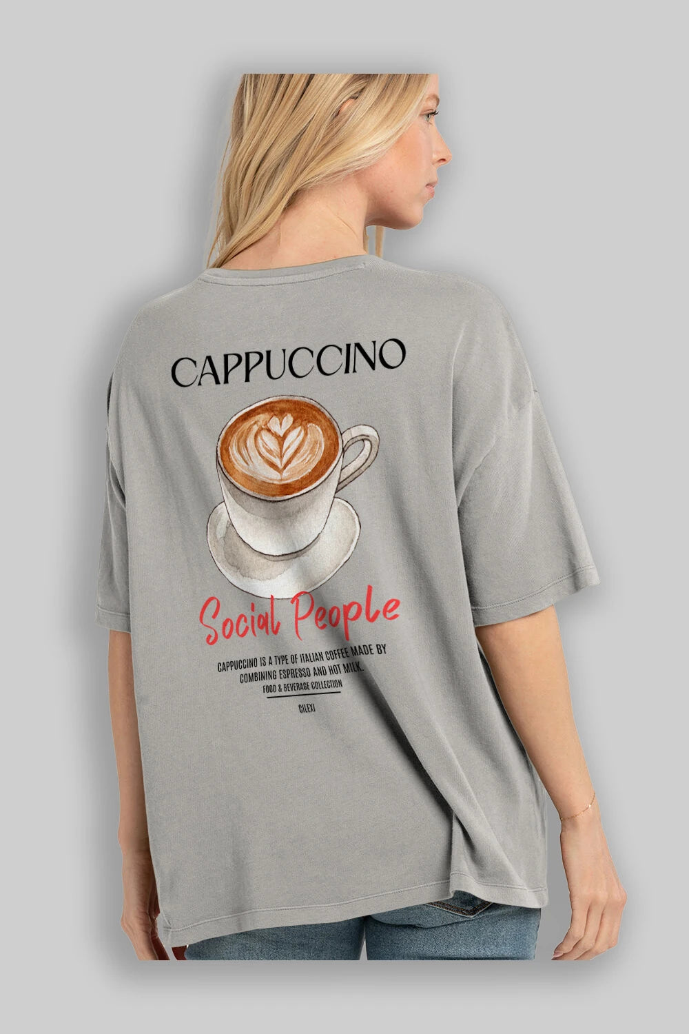 Cappuccino Kokteyl Serisi Baskılı Oversize t-shirt Erkek Kadın Unisex %100 Pamuk Bisiklet Yaka tişort