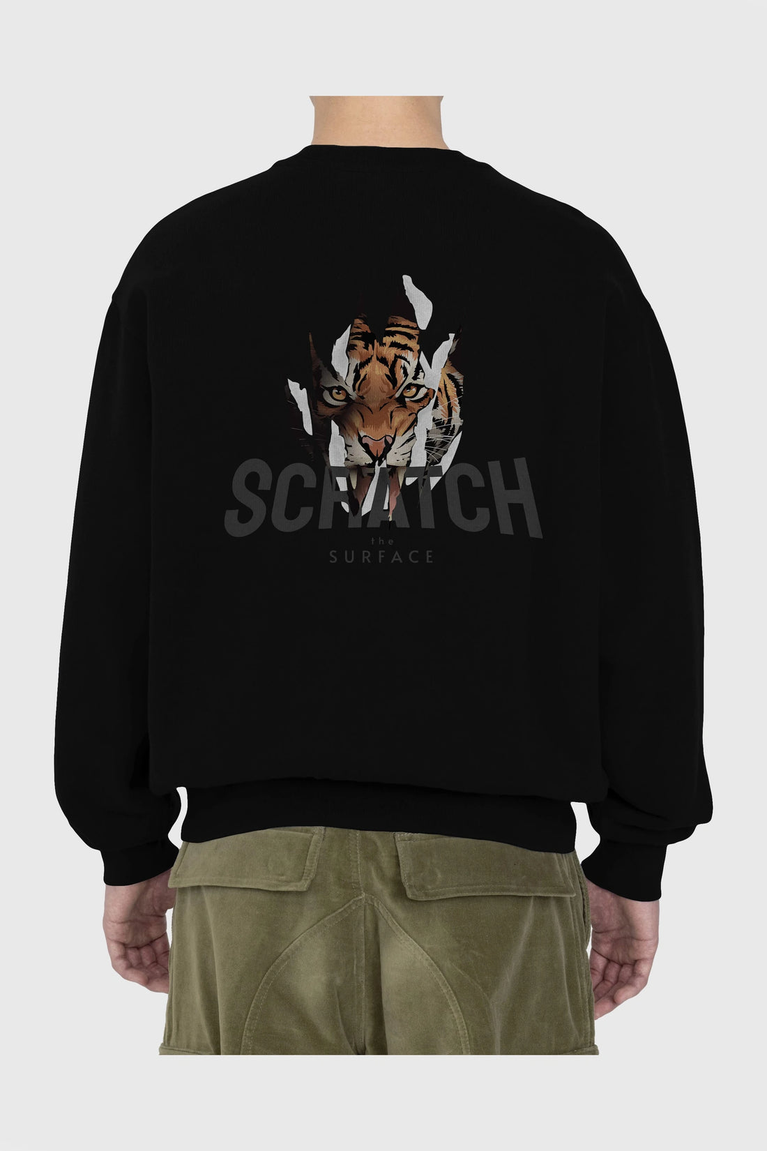 Teddy Bear Scratch Arka Baskılı Oversize Sweatshirt Erkek Kadın Unisex