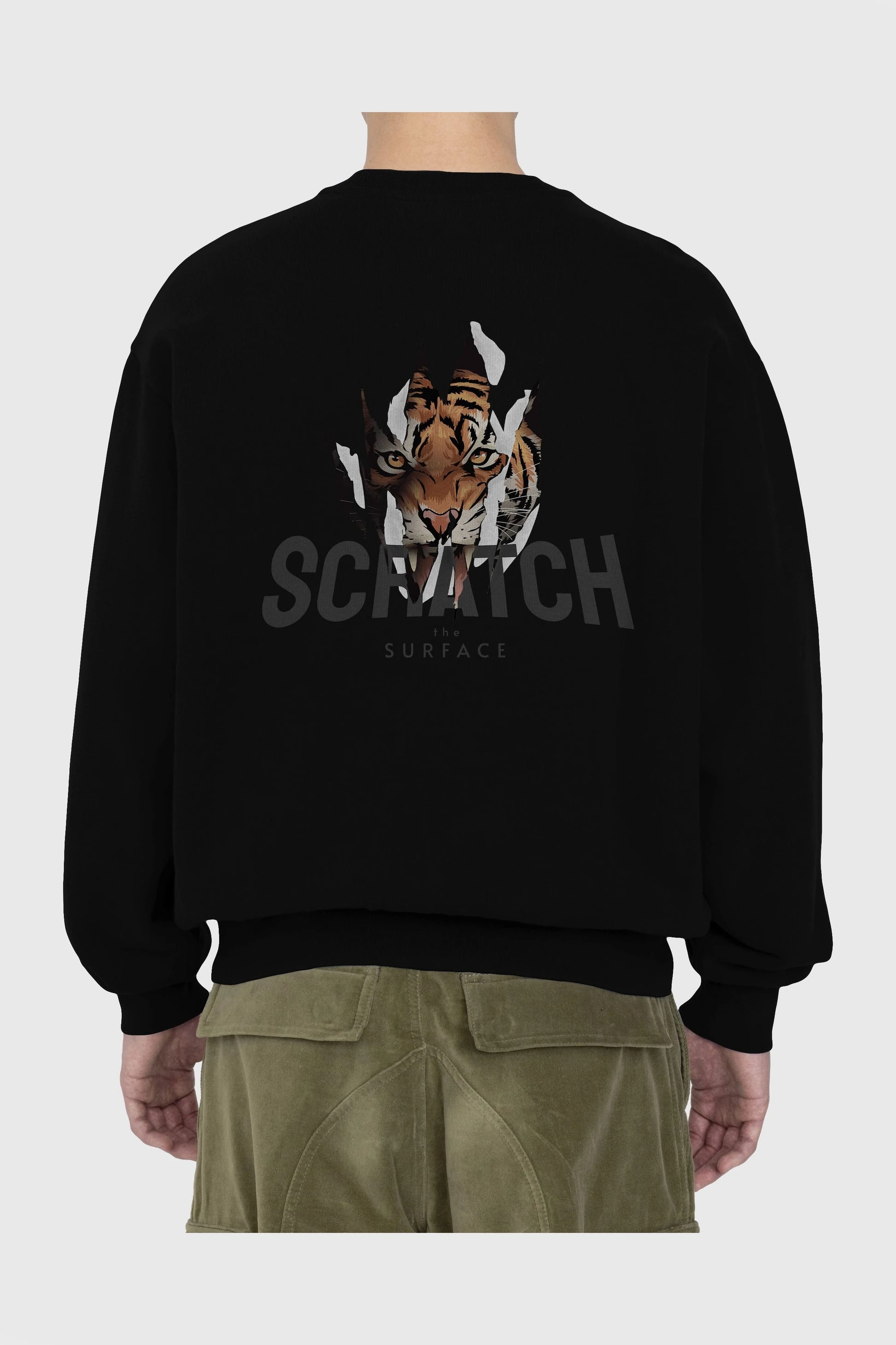 Teddy Bear Scratch Arka Baskılı Oversize Sweatshirt Erkek Kadın Unisex