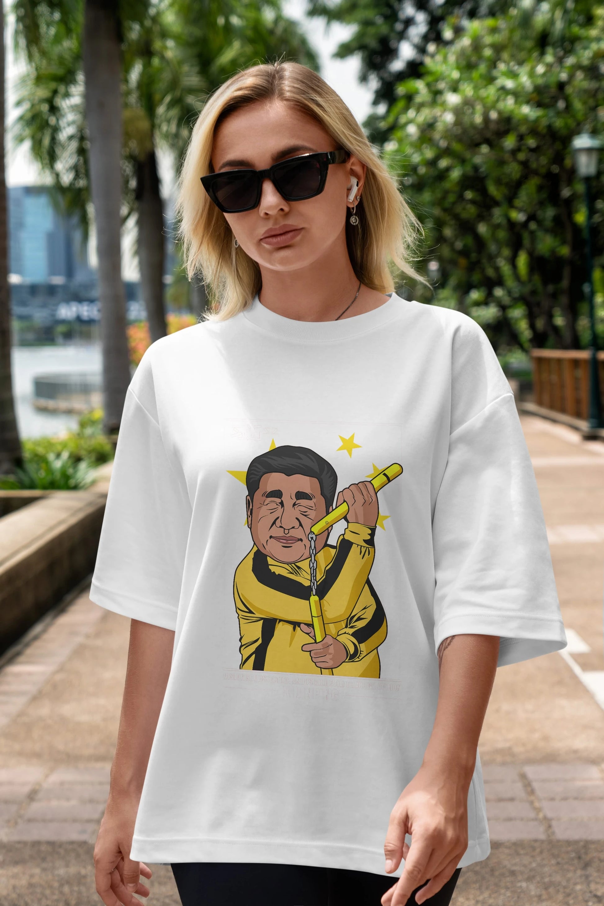Xi Jinping Bruce Lee Ön Baskılı Oversize t-shirt Erkek Kadın Unisex %100 Pamuk tişort