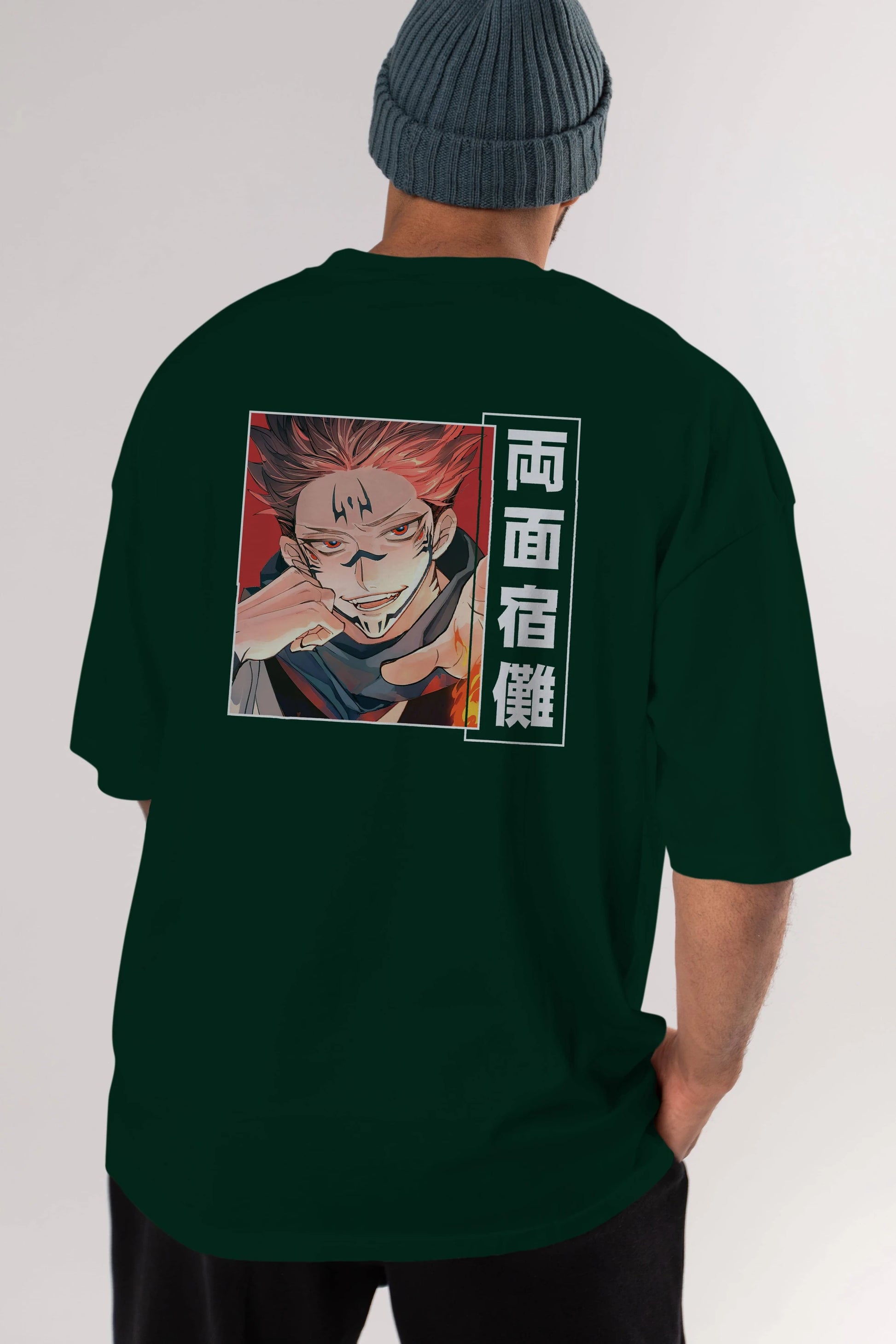 Sukuna Ryoumen 4 Anime Arka Baskılı Oversize t-shirt Erkek Kadın Unisex