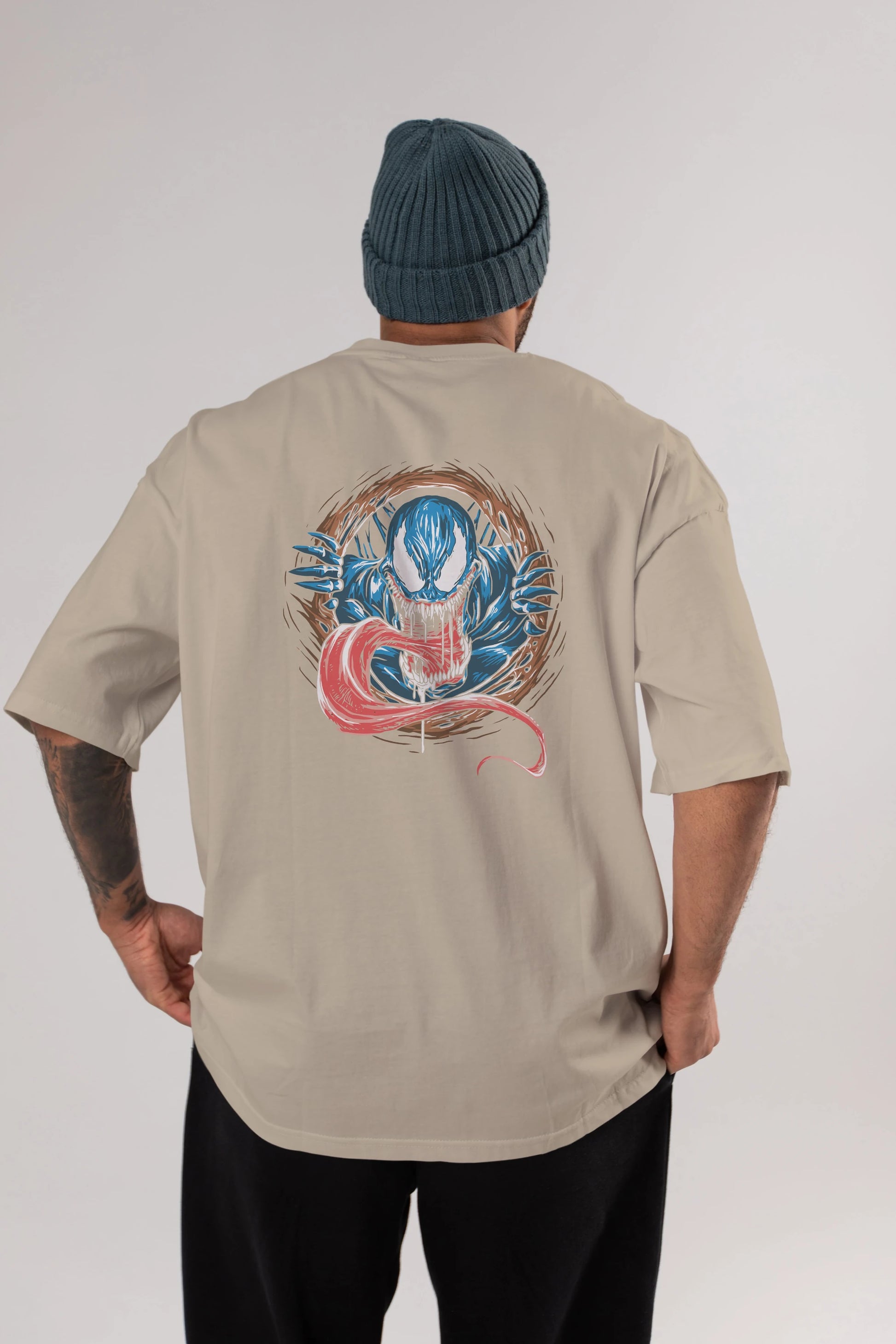 Venom (7) Arka Baskılı Oversize t-shirt Erkek Kadın Unisex %100 Pamuk Bisiklet Yaka tişort