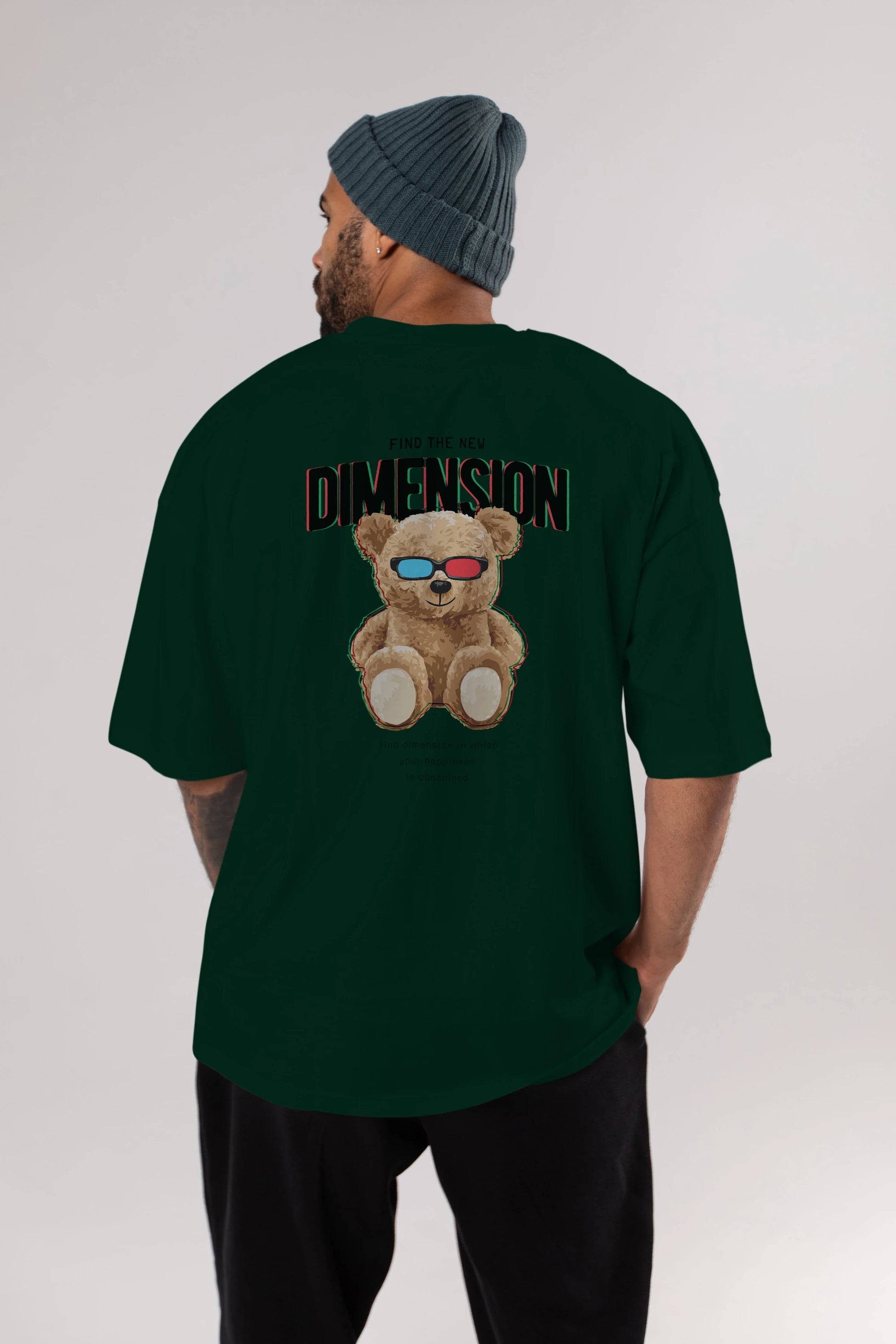 Teddy Bear Dimension Arka Baskılı Oversize t-shirt Erkek Kadın Unisex %100 Pamuk