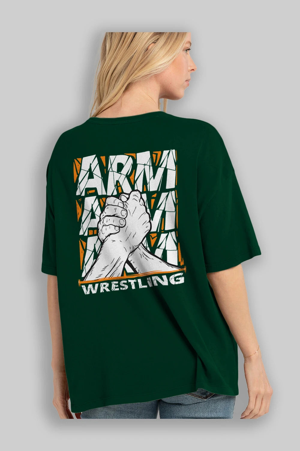Arm Wrestling Arka Baskılı Oversize t-shirt Erkek Kadın Unisex
