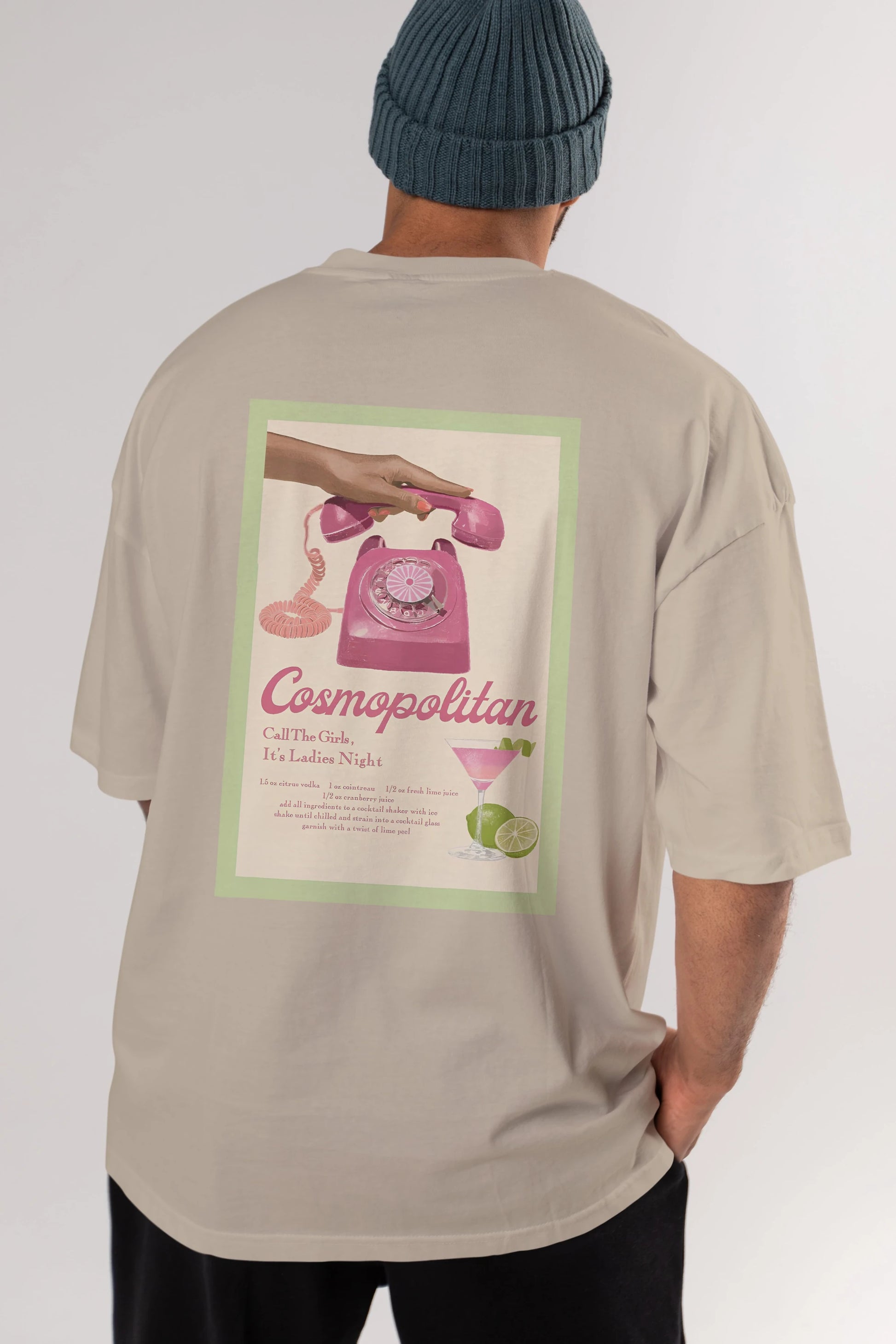 Cosmopolitan 5 Arka Baskılı Oversize t-shirt Erkek Kadın Unisex %100 Pamuk Bisiklet Yaka tişort