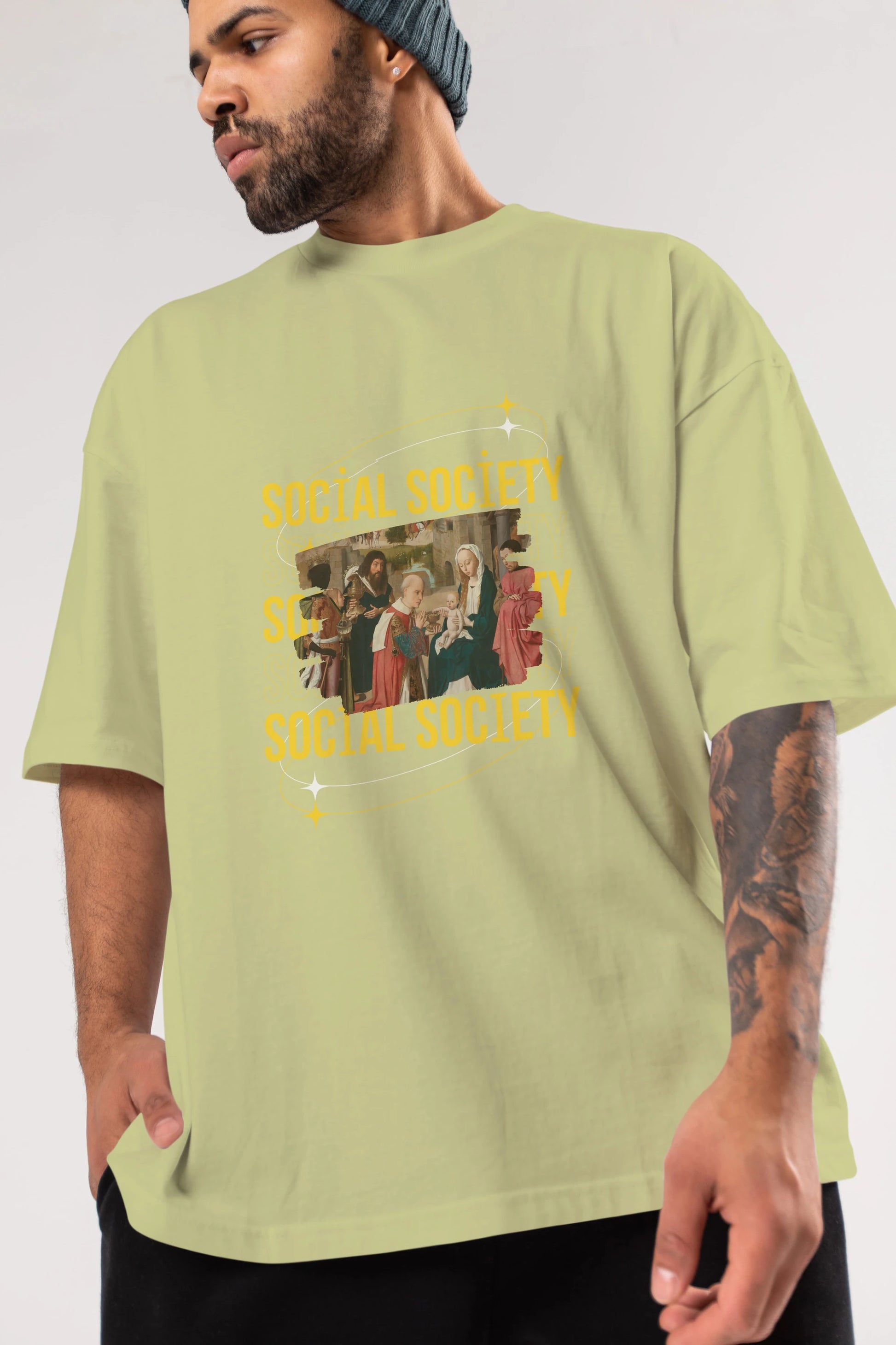 Social Society Yazılı Ön Baskılı Oversize t-shirt Erkek Kadın Unisex