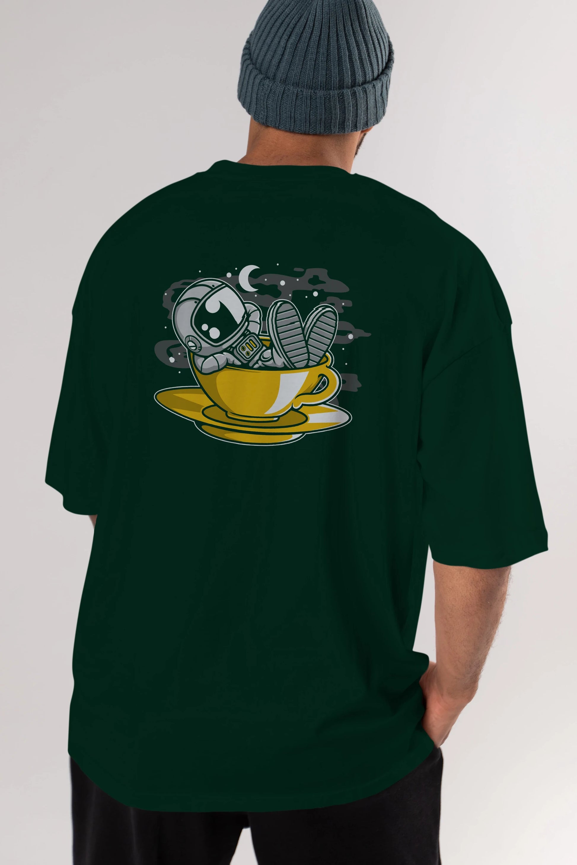 Astronaut Relax Arka Baskılı Oversize t-shirt Erkek Kadın Unisex