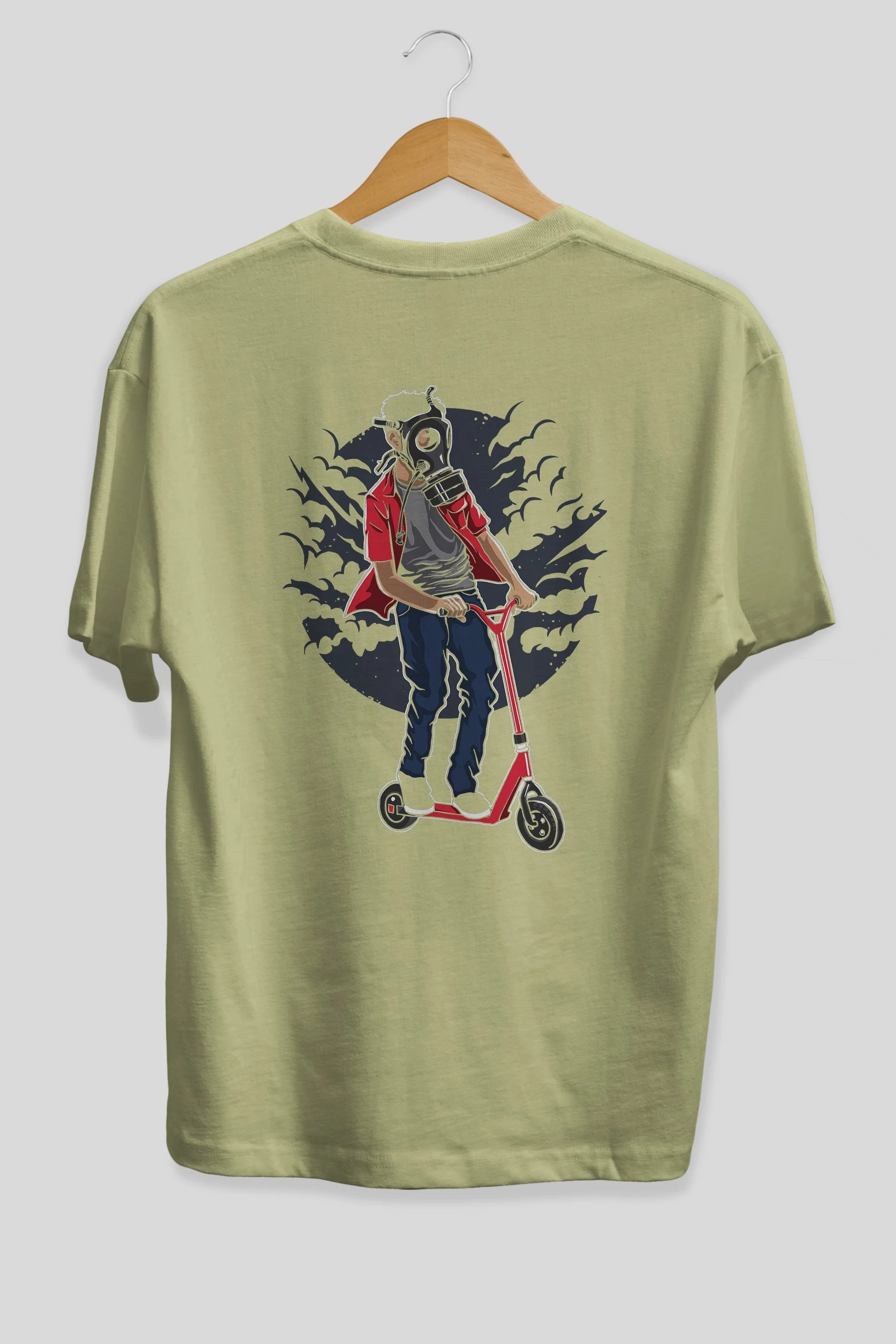 Gasmask Rider Arka Baskılı Oversize t-shirt Erkek Kadın Unisex %100 Pamuk