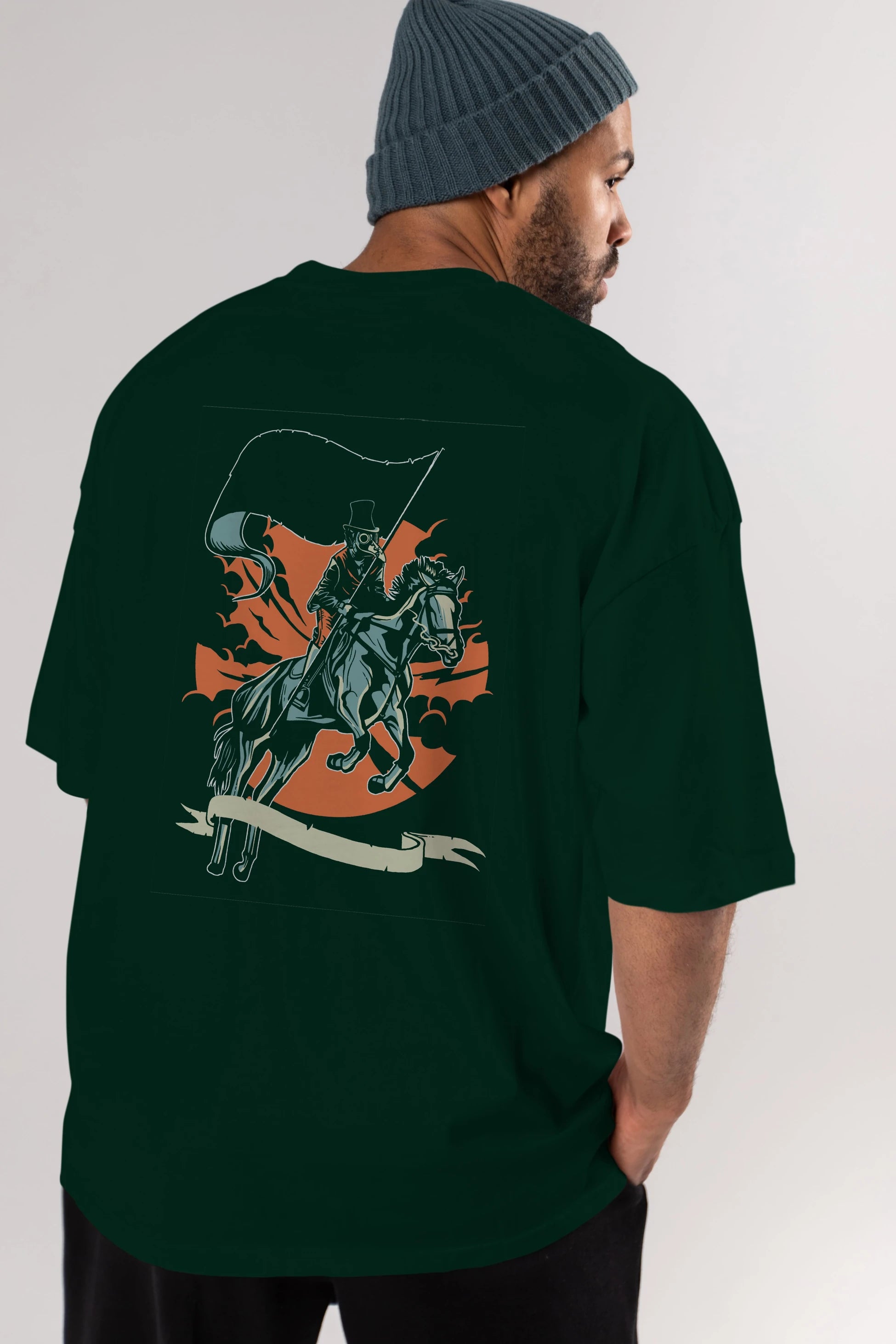 Plague Doctor Arka Baskılı Oversize t-shirt Erkek Kadın Unisex %100 Pamuk