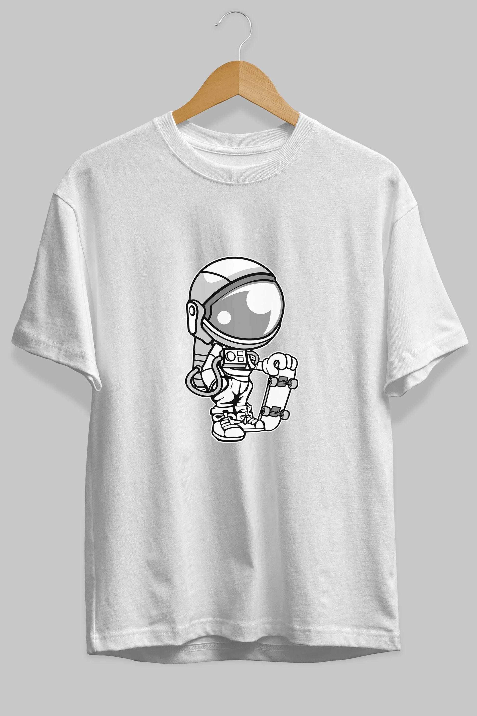 Astronaut Skaterboy Ön Baskılı Oversize t-shirt Erkek Kadın Unisex %100 Pamuk tişort