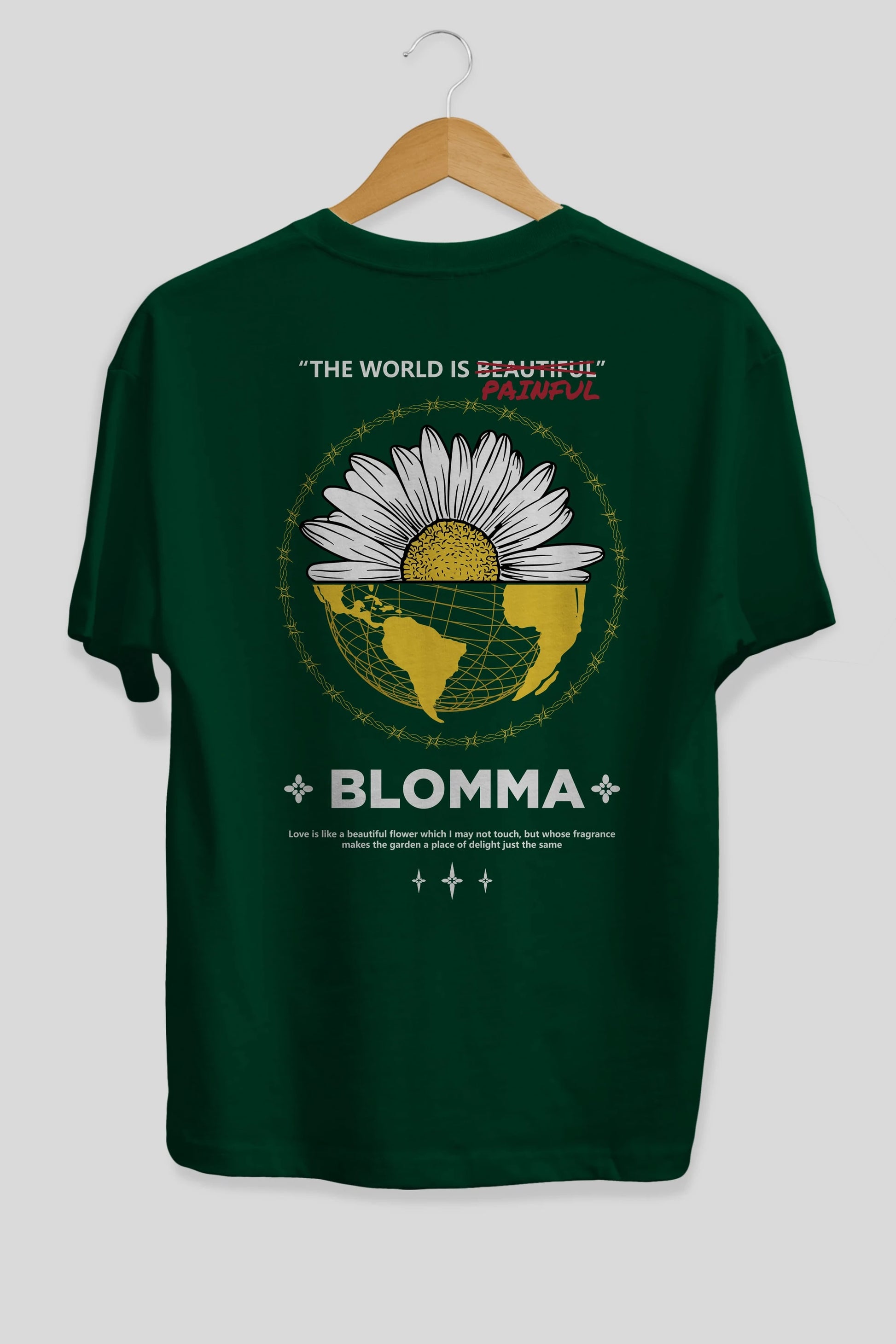 Blomma Arka Baskılı Oversize t-shirt Erkek Kadın Unisex