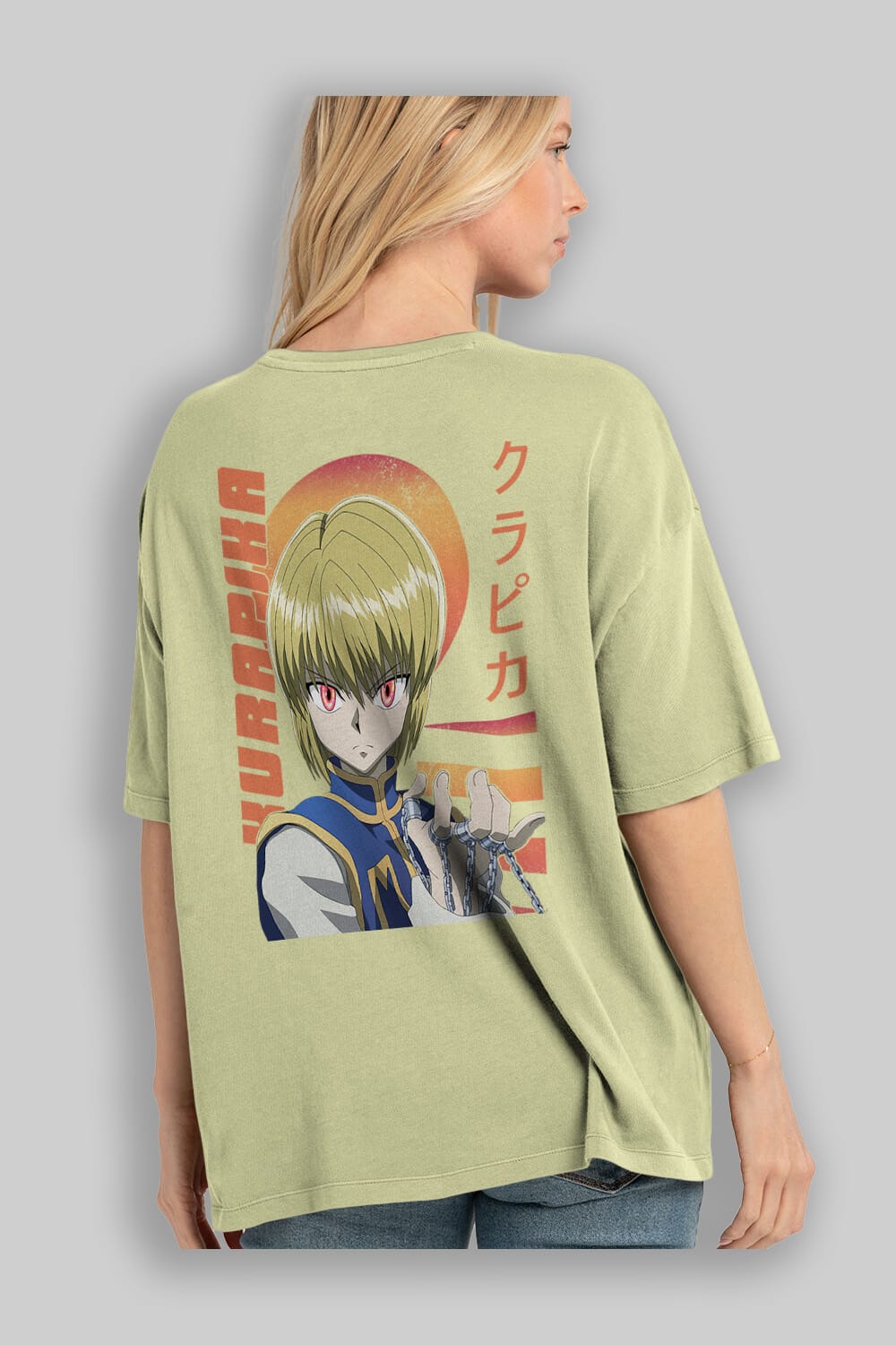 Kurapika 5 (2) Anime Arka Baskılı Oversize t-shirt Erkek Kadın Unisex
