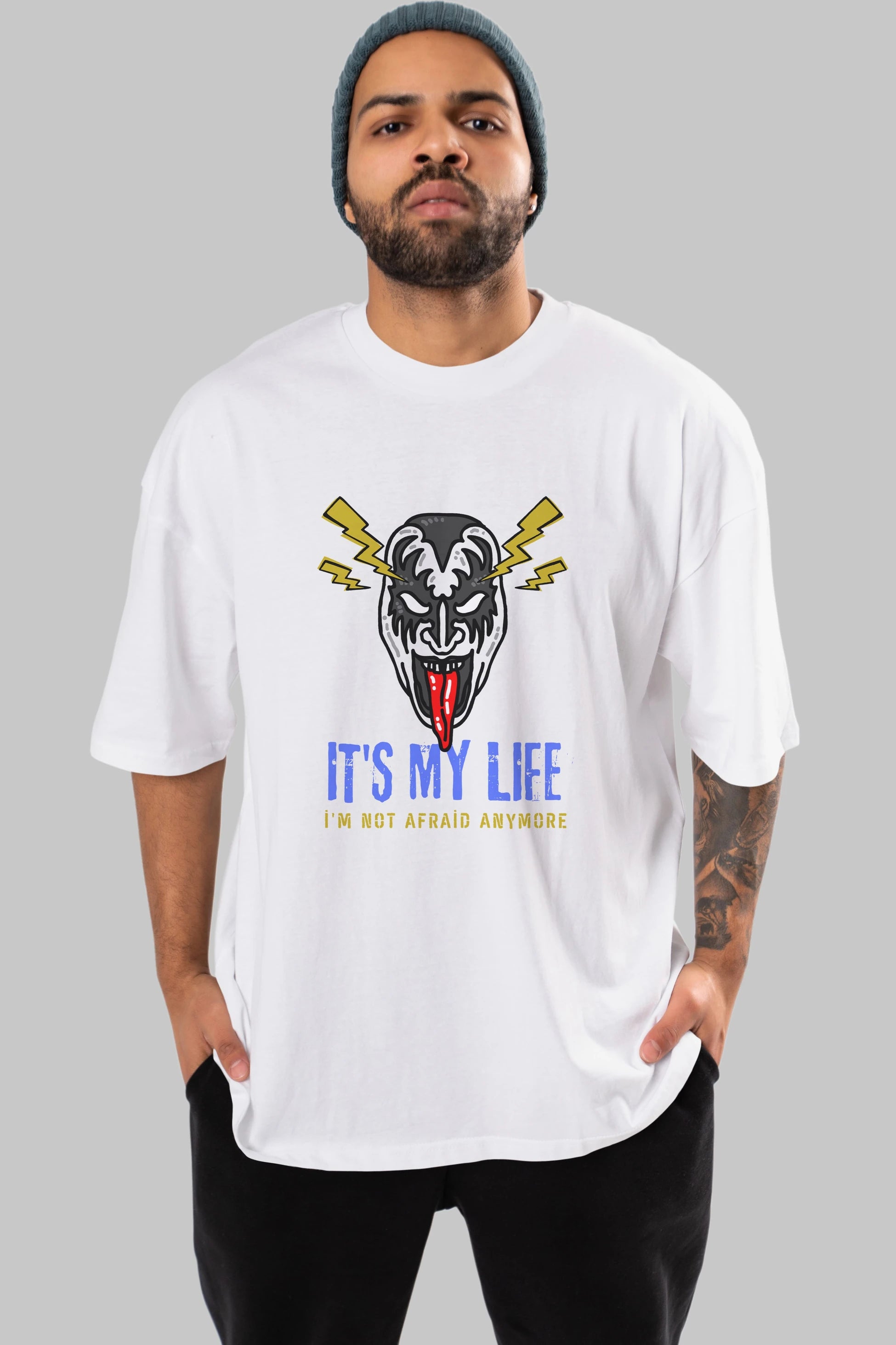 Its My Life Yazılı Ön Baskılı Oversize t-shirt Erkek Kadın Unisex