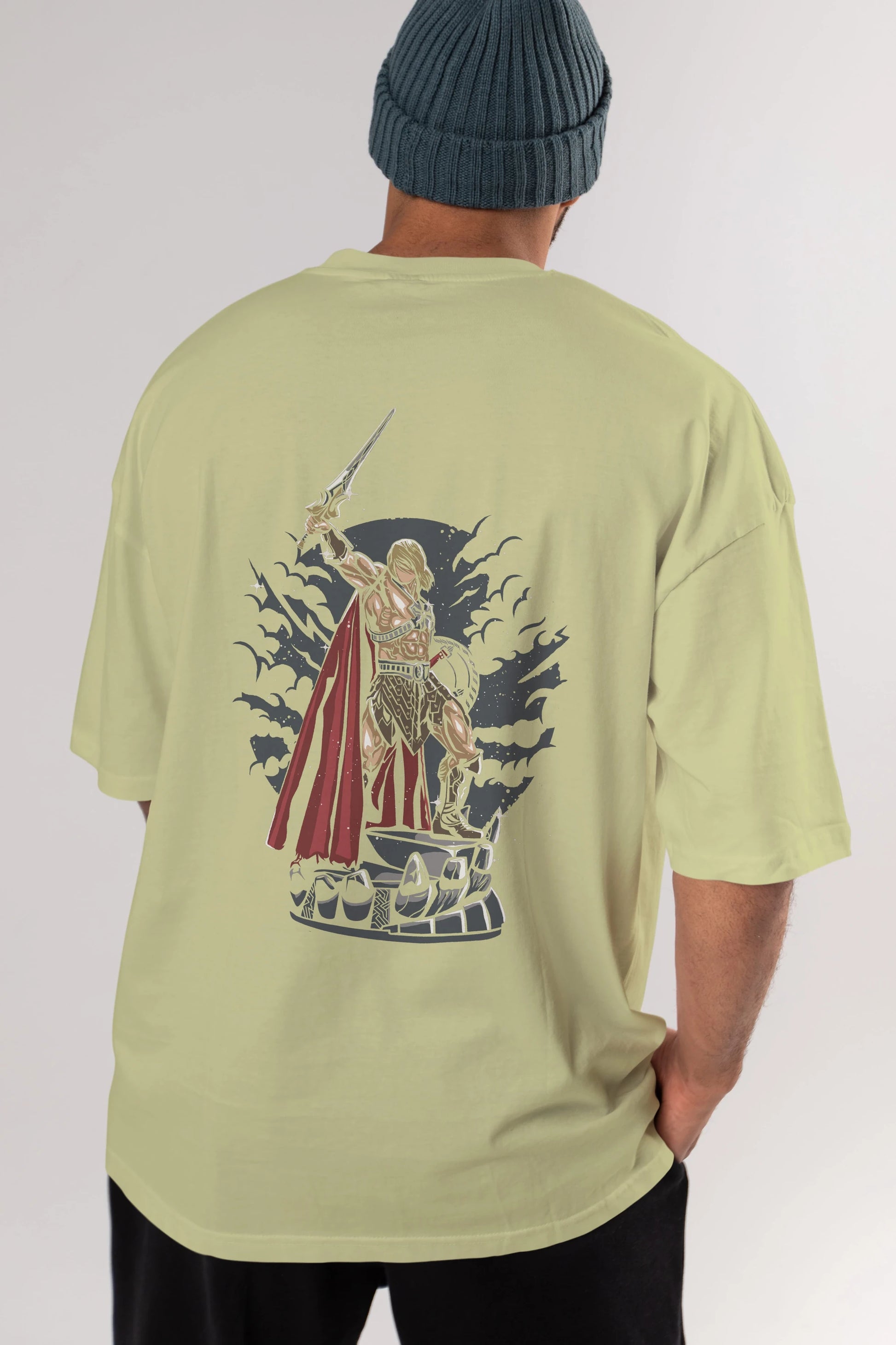 Warrior Arka Baskılı Oversize t-shirt Erkek Kadın Unisex %100 Pamuk