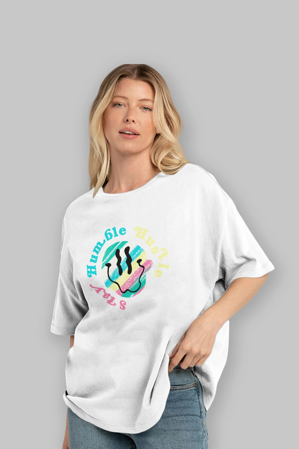 Stay Humble 2 Ön Baskılı Oversize t-shirt Erkek Kadın Unisex