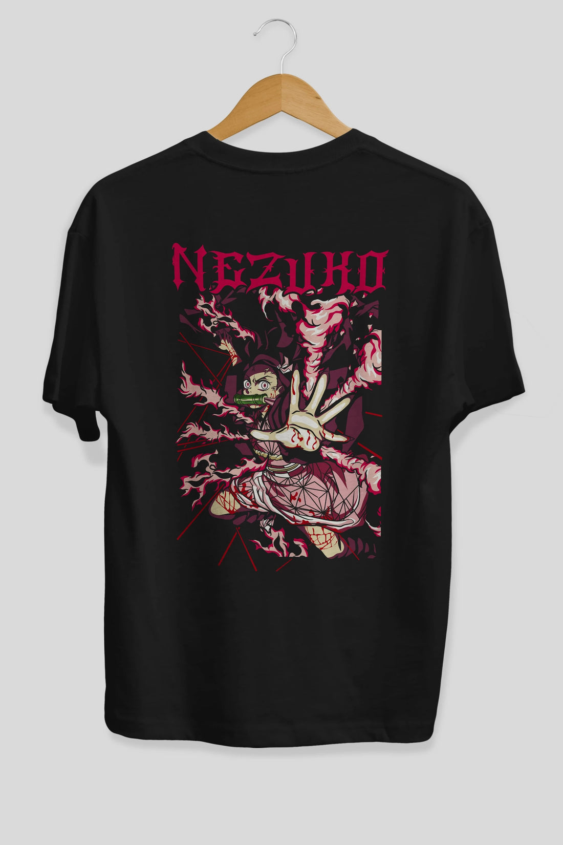 NEZUKO KAMADO Anime Arka Baskılı Oversize t-shirt Erkek Kadın Unisex