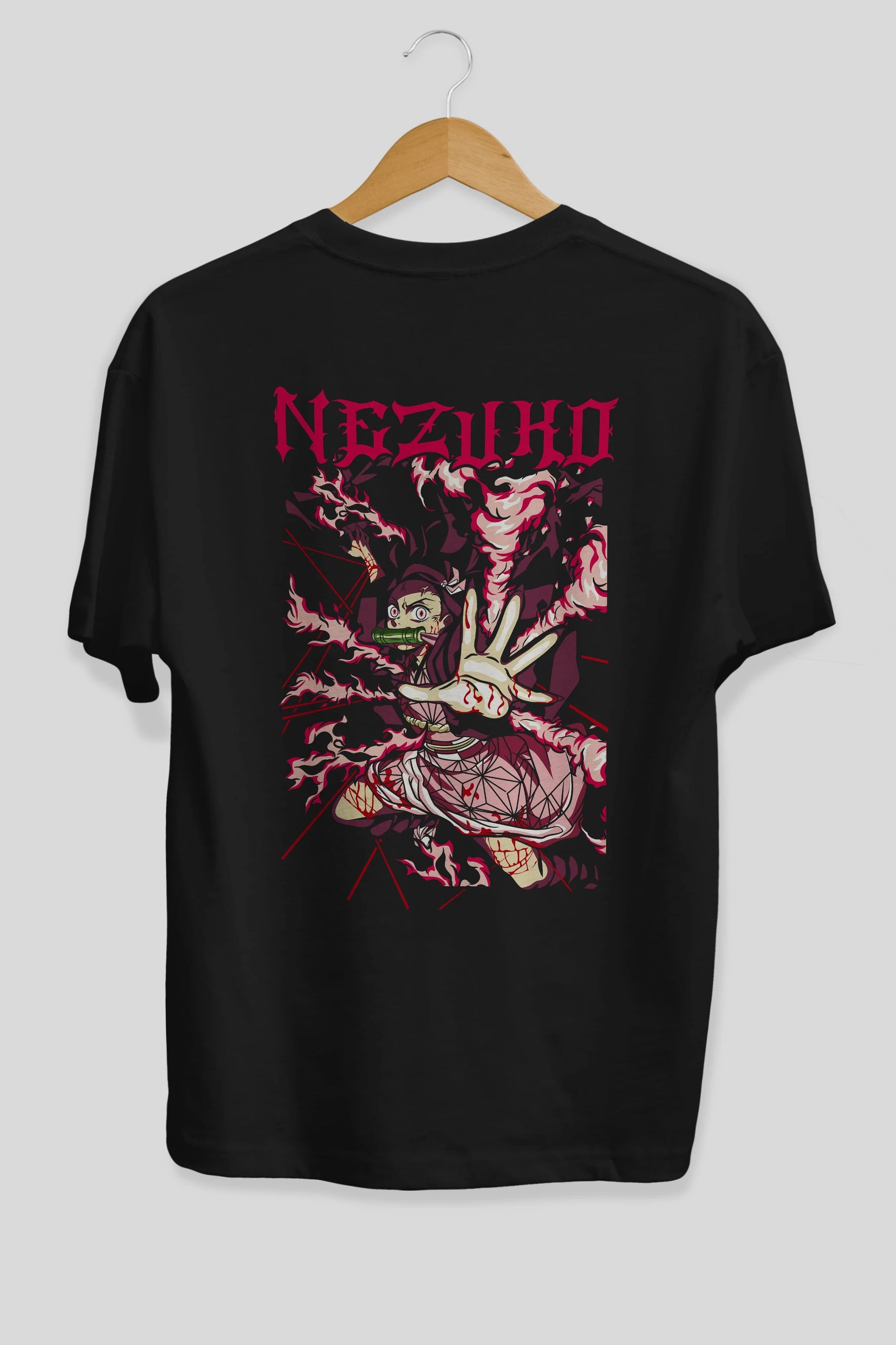 NEZUKO KAMADO Anime Arka Baskılı Oversize t-shirt Erkek Kadın Unisex
