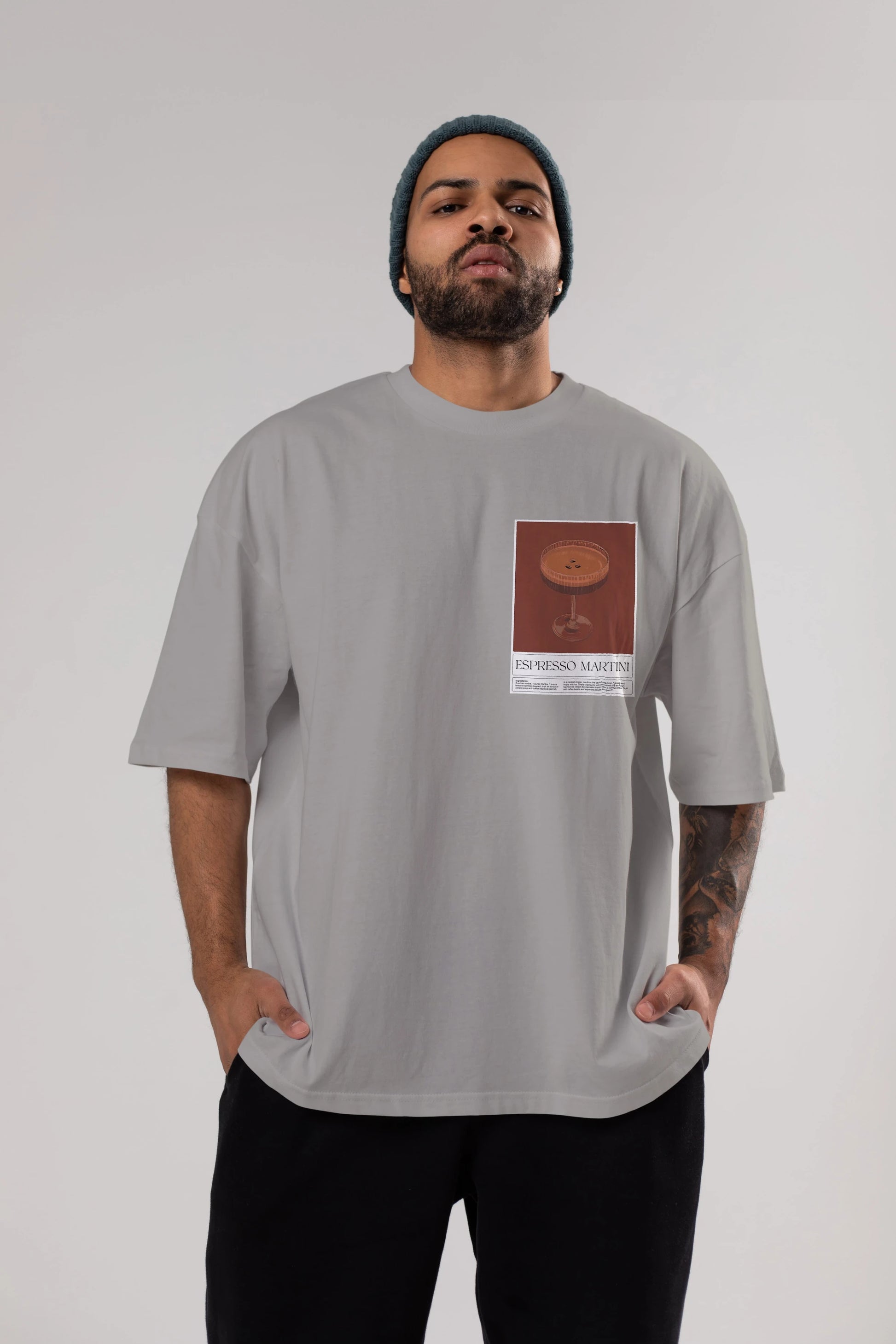 Espresso Martini Ön Sol Baskılı Oversize t-shirt Erkek Kadın Unisex %100 Pamuk Bisiklet Yaka tişort