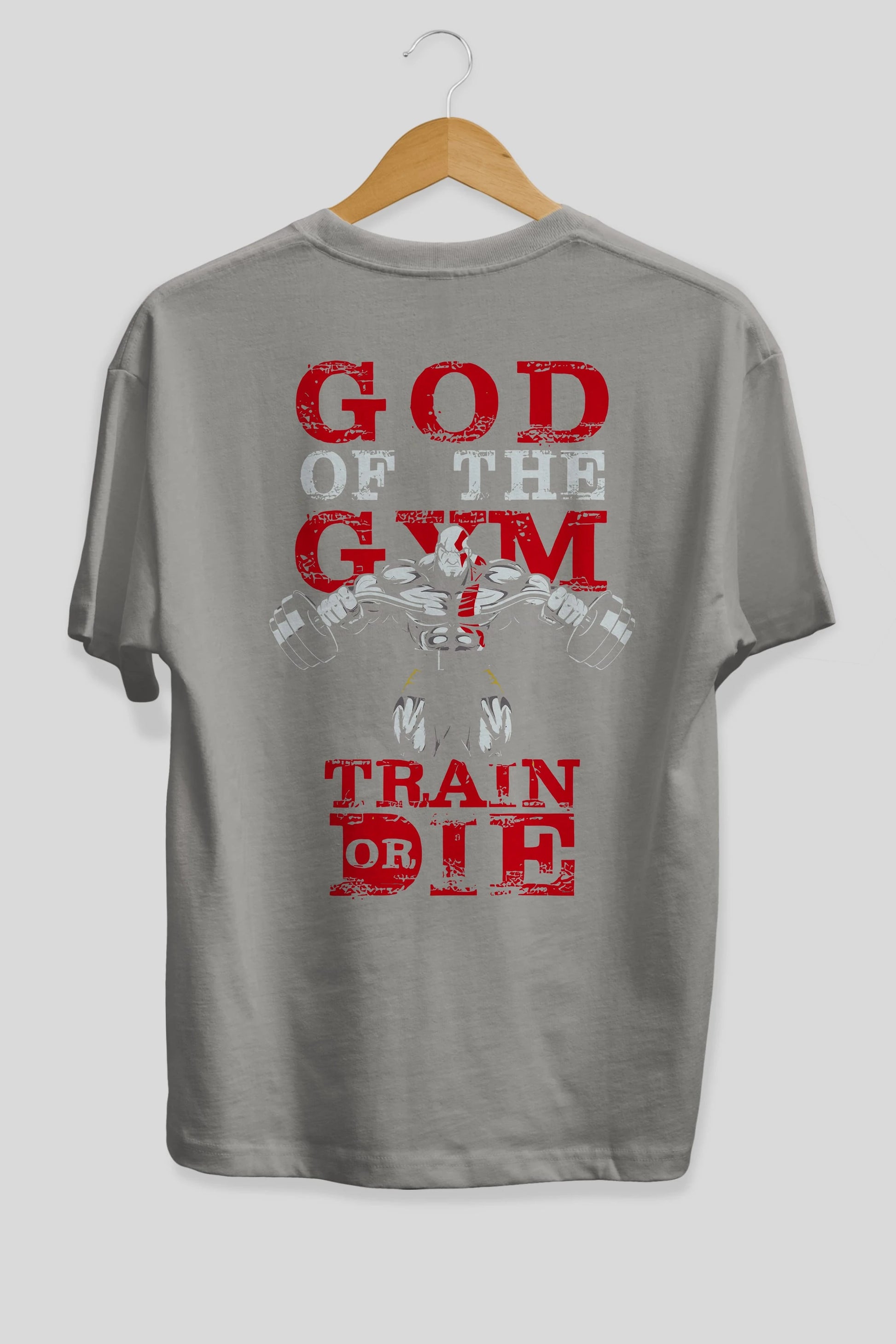 God of The GYM Arka Baskılı Oversize t-shirt Erkek Kadın Unisex %100 Pamuk Bisiklet Yaka tişort
