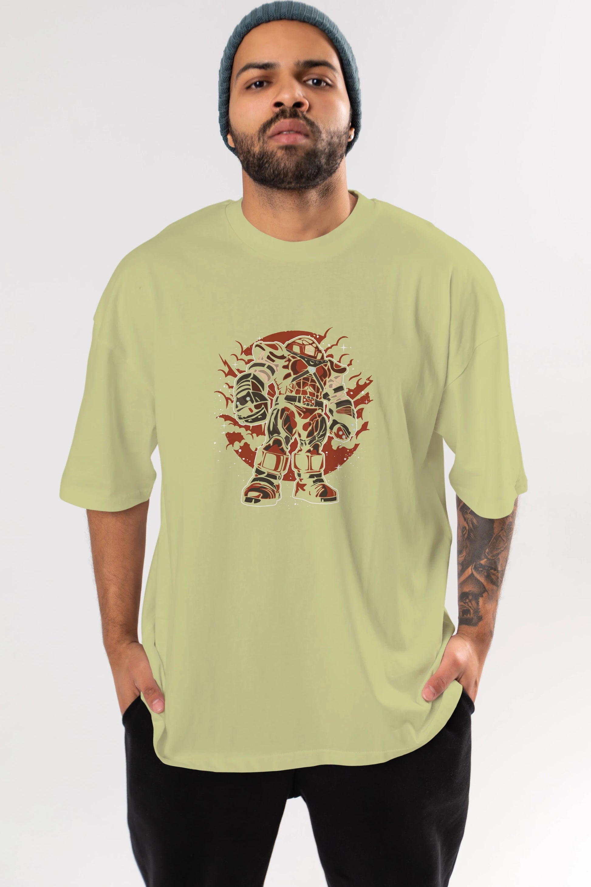 JUGERNAUT Ön Baskılı Oversize t-shirt Erkek Kadın Unisex %100 Pamuk tişort