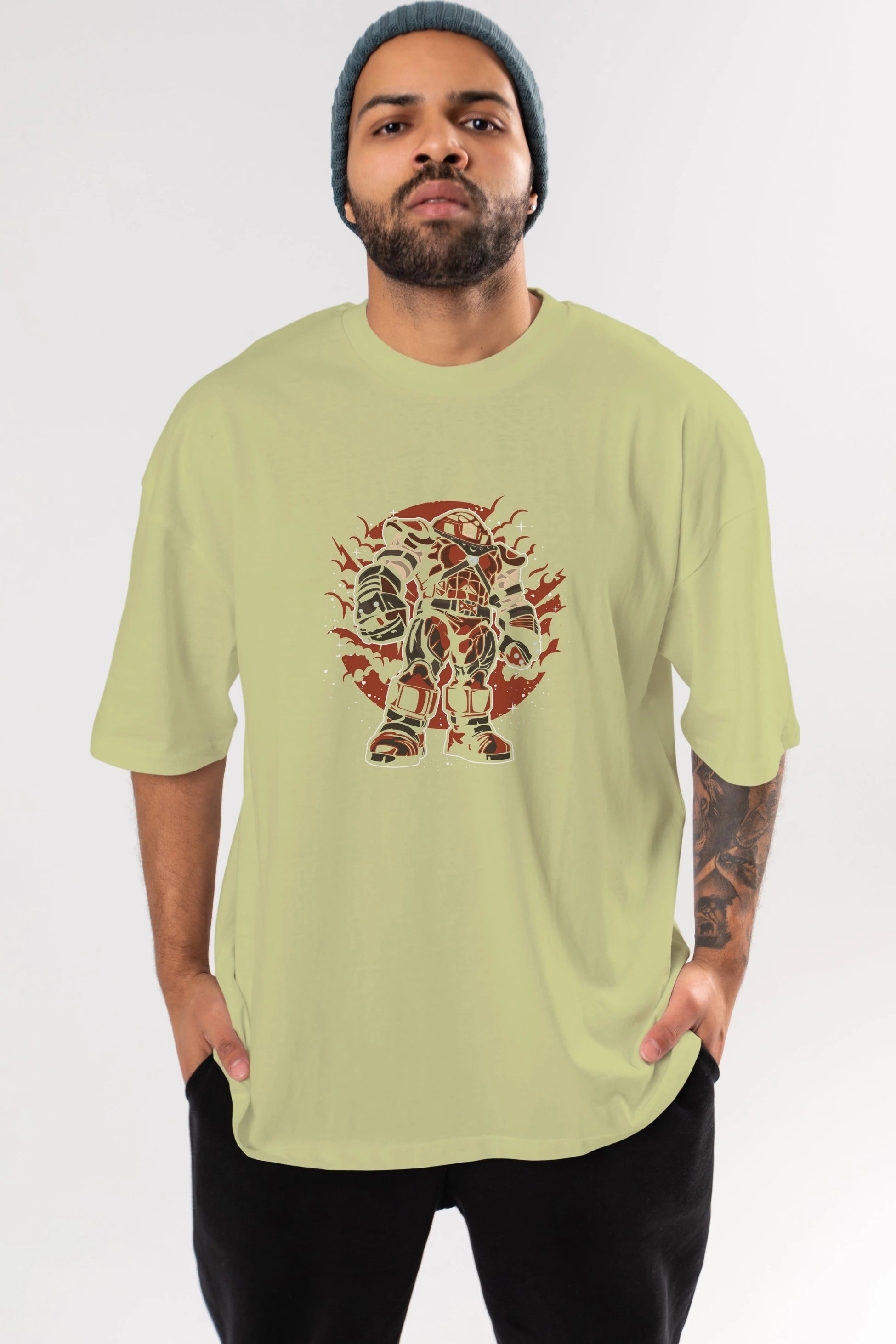 JUGERNAUT Ön Baskılı Oversize t-shirt Erkek Kadın Unisex %100 Pamuk tişort