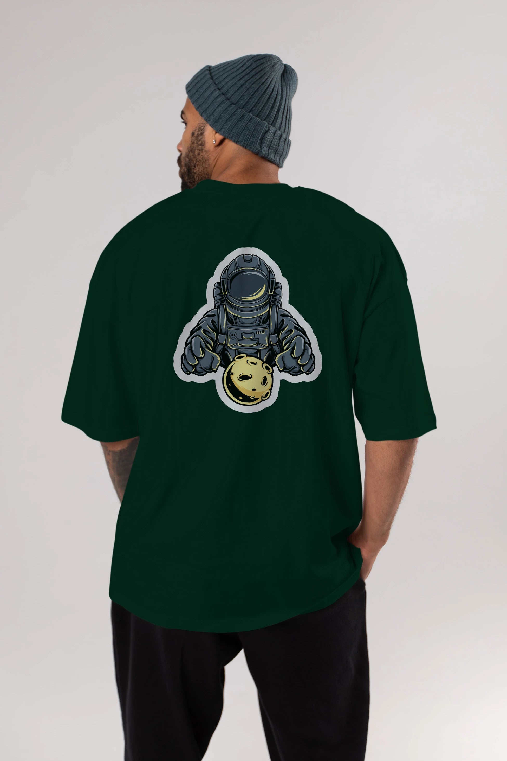 Astromoon sticker Arka Baskılı Oversize t-shirt Erkek Kadın Unisex