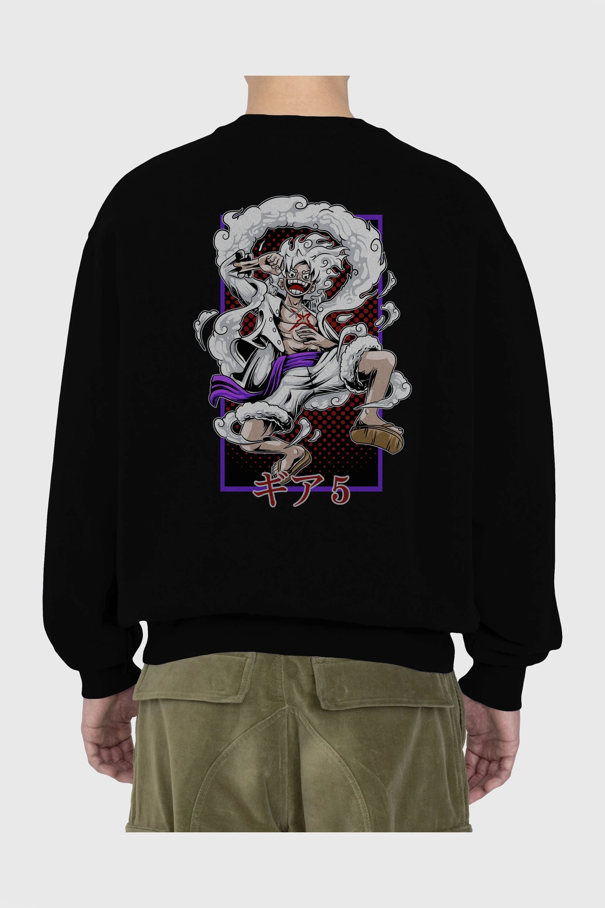 MONKEY D. LUFFY GEAR5 Anime Arka Baskılı Oversize Sweatshirt Erkek Kadın Unisex