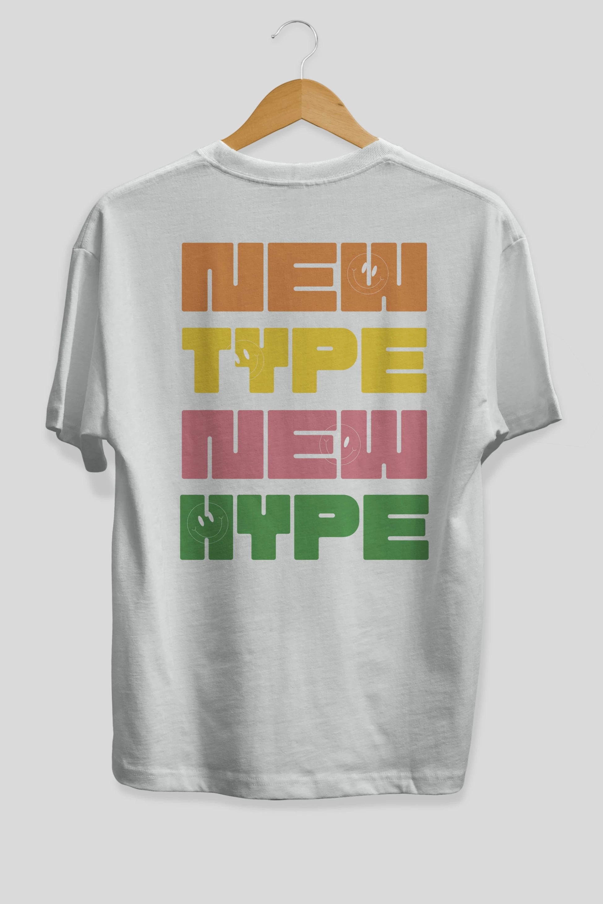 New Type New Hype Yazılı Arka Baskılı Oversize t-shirt Erkek Kadın Unisex