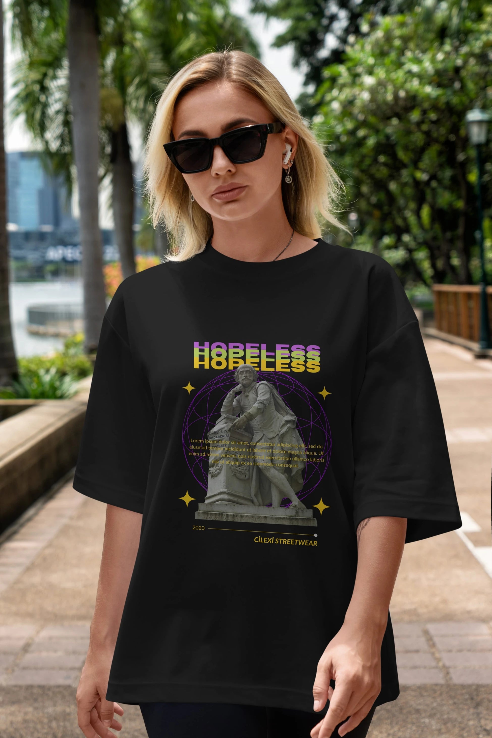 Hopeless Ön Baskılı Oversize t-shirt Erkek Kadın Unisex