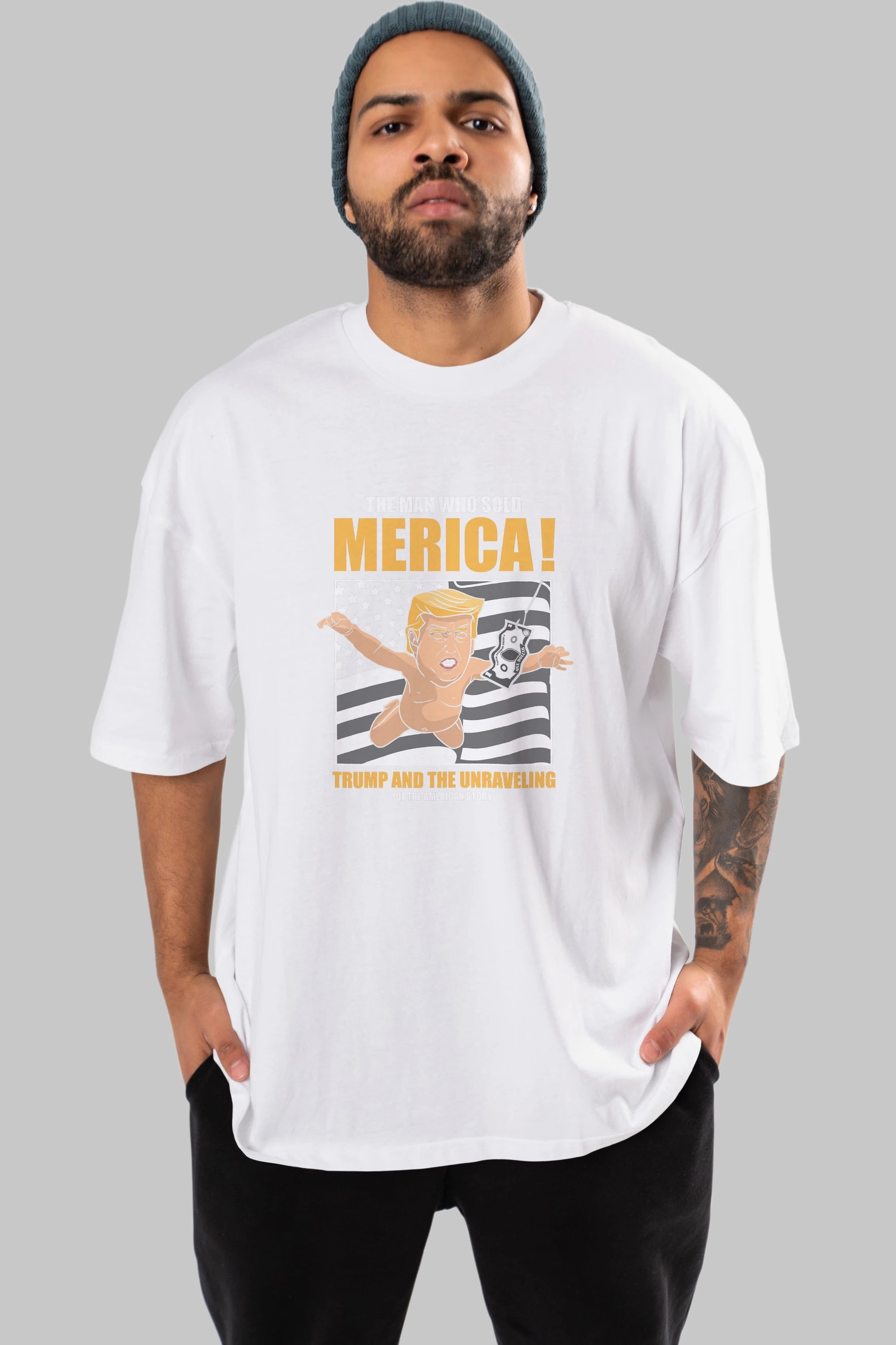 Trump Nirvana Ön Baskılı Oversize t-shirt Erkek Kadın Unisex %100 Pamuk tişort