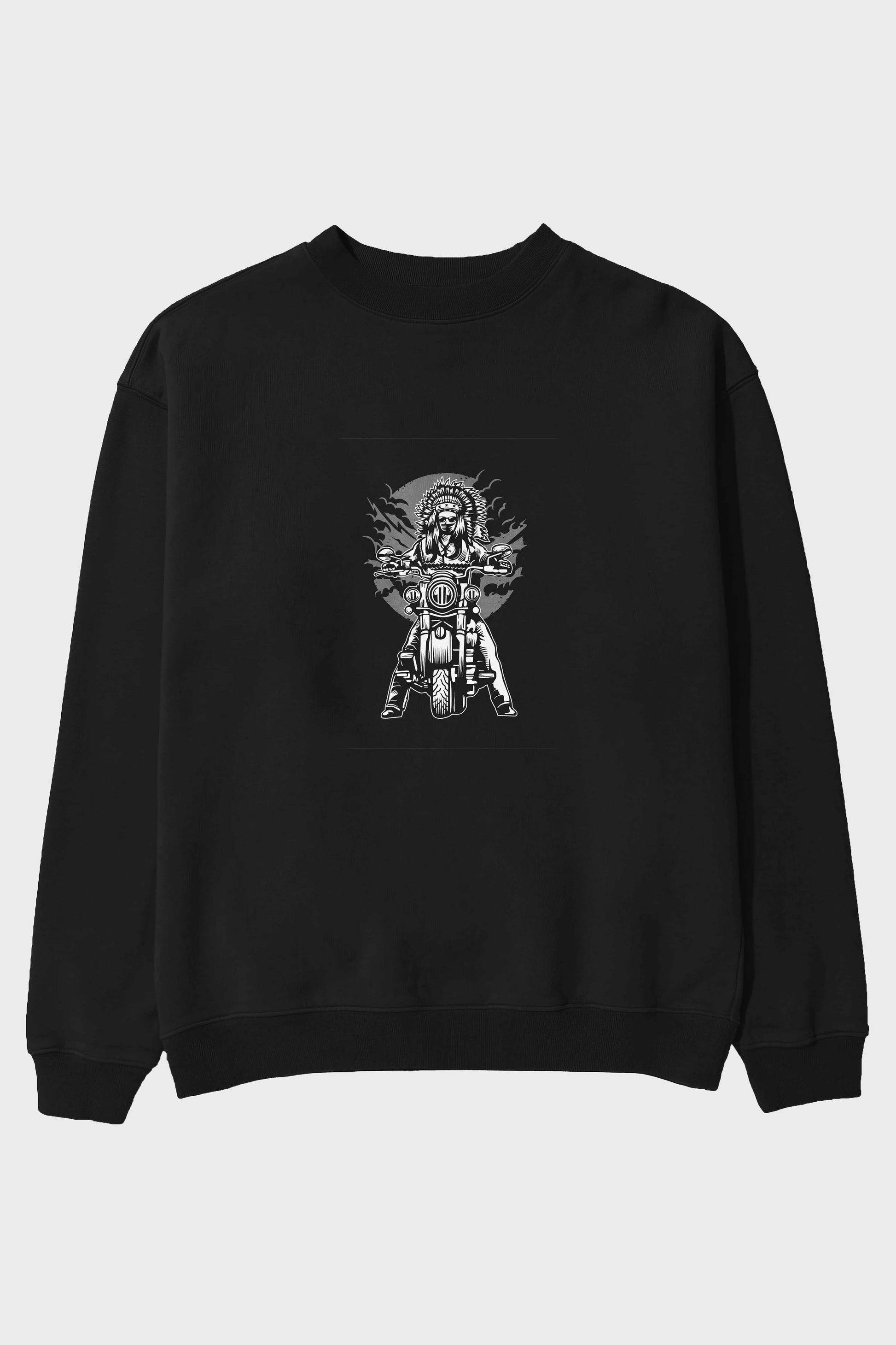 Indian Chief Motorcycle Ön Baskılı Oversize Sweatshirt Erkek Kadın Unisex