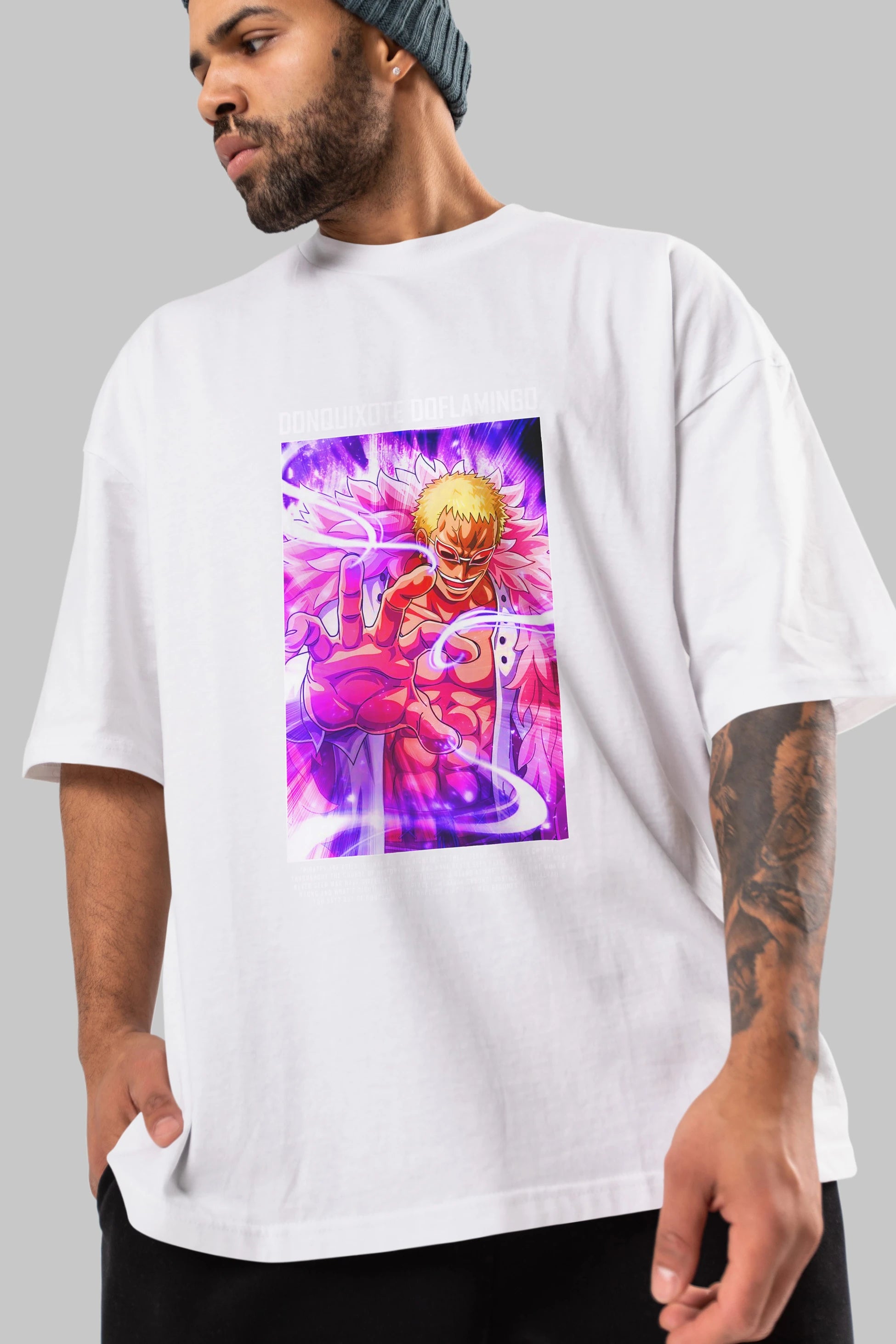 Doflamingo Anime Ön Baskılı Oversize t-shirt Erkek Kadın Unisex