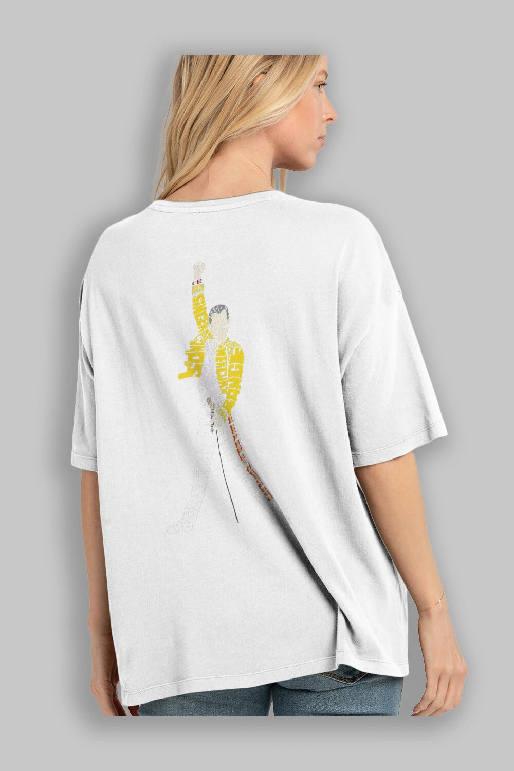 Freddy Mercury Arka Baskılı Oversize t-shirt %100 pamuk Erkek Kadın Unisex