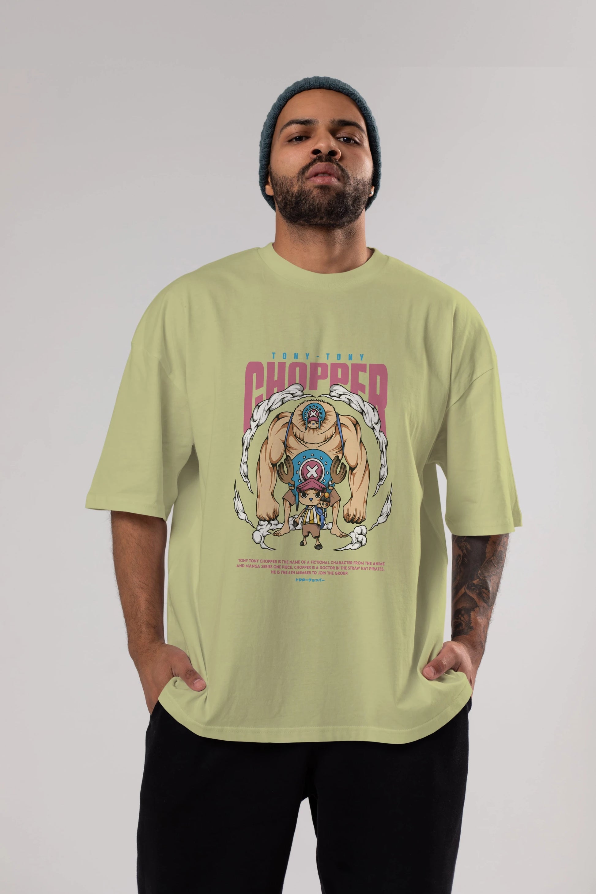 Tony Tony Chopper Anime Ön Baskılı Oversize t-shirt %100 pamuk Erkek Kadın Unisex